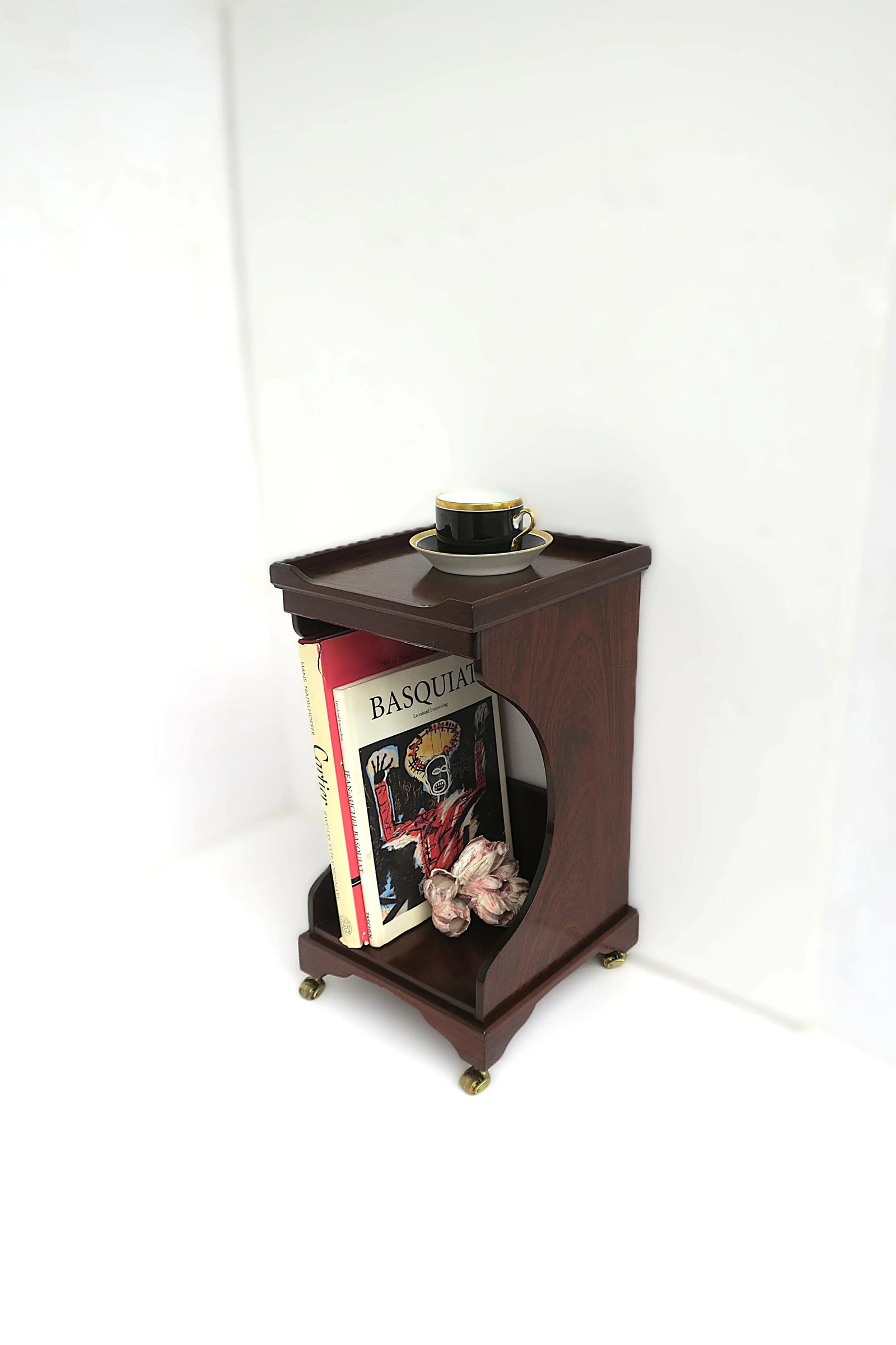 Telephone Table Mahogany Wood Leather, Two Avail. - 5
