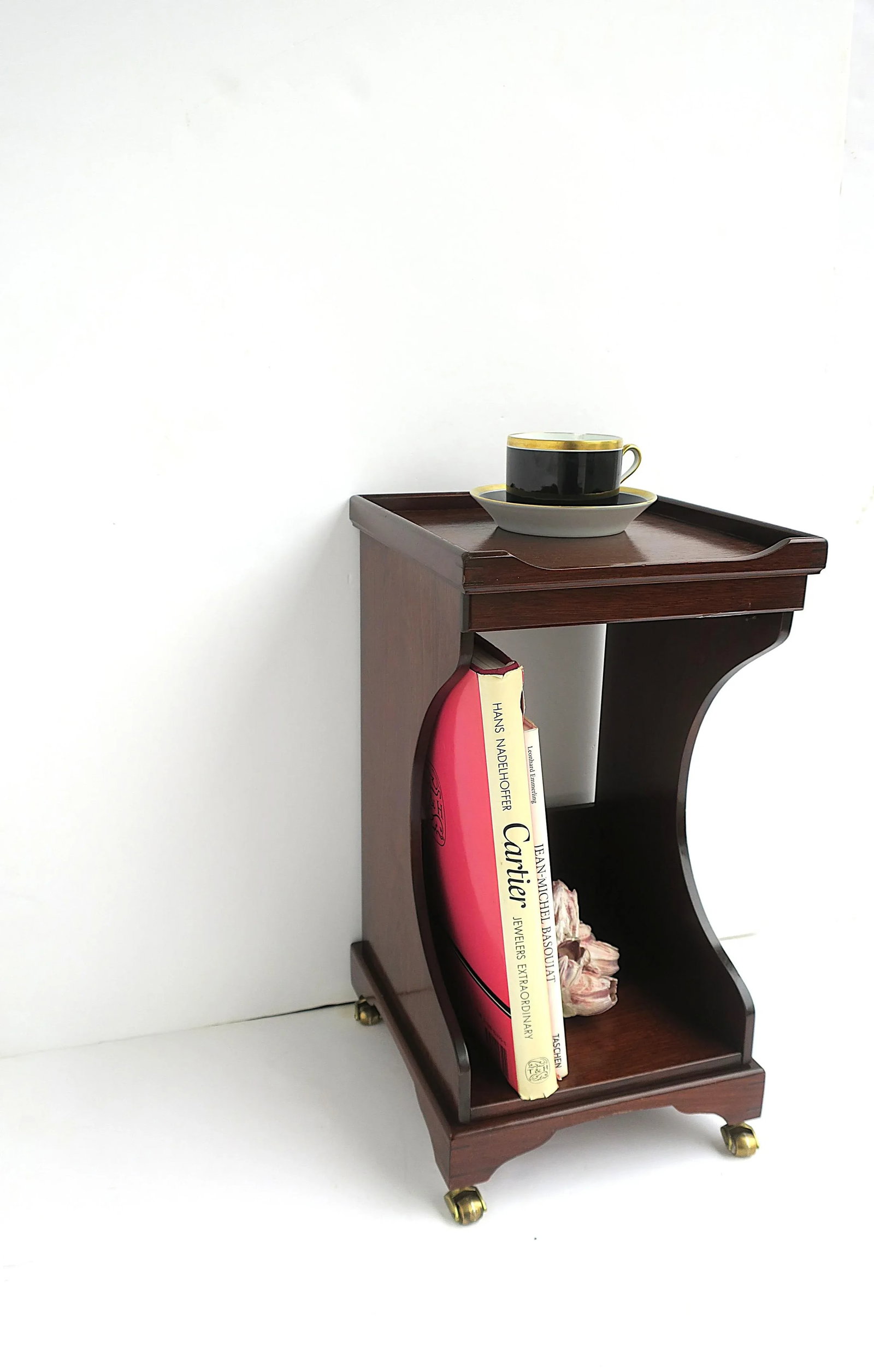 Telephone Table Mahogany Wood Leather, Two Avail. - 6