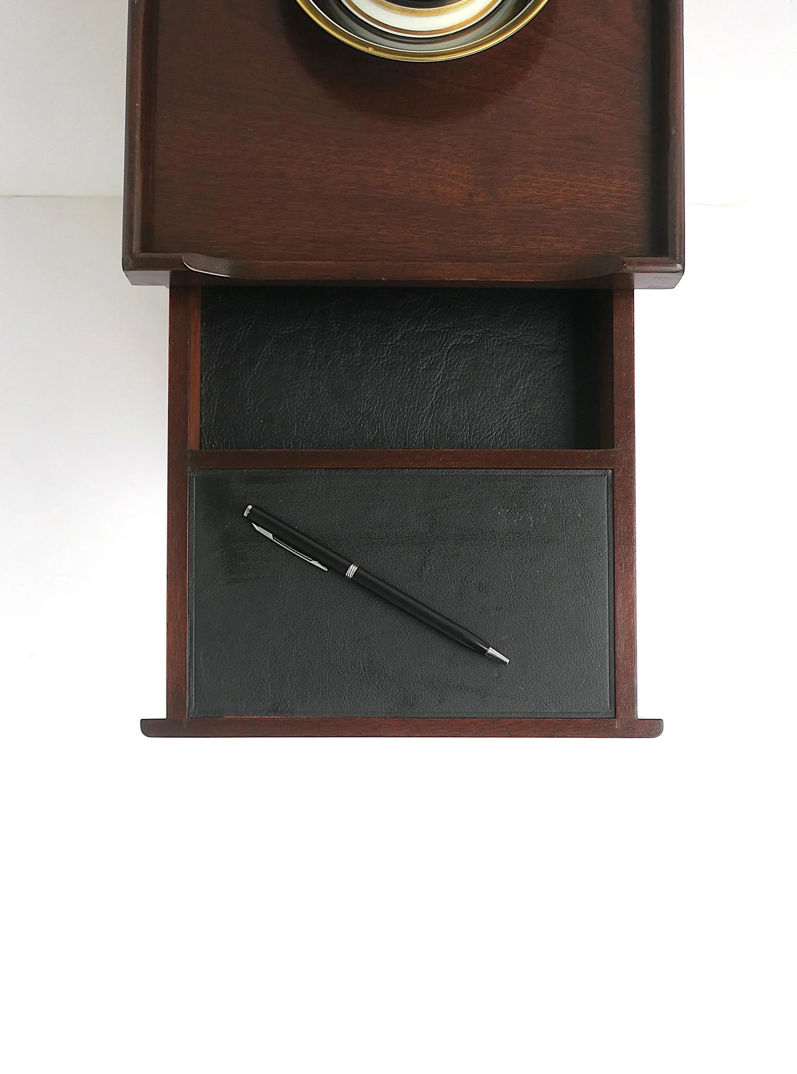 Telephone Table Mahogany Wood Leather, Two Avail. - 8