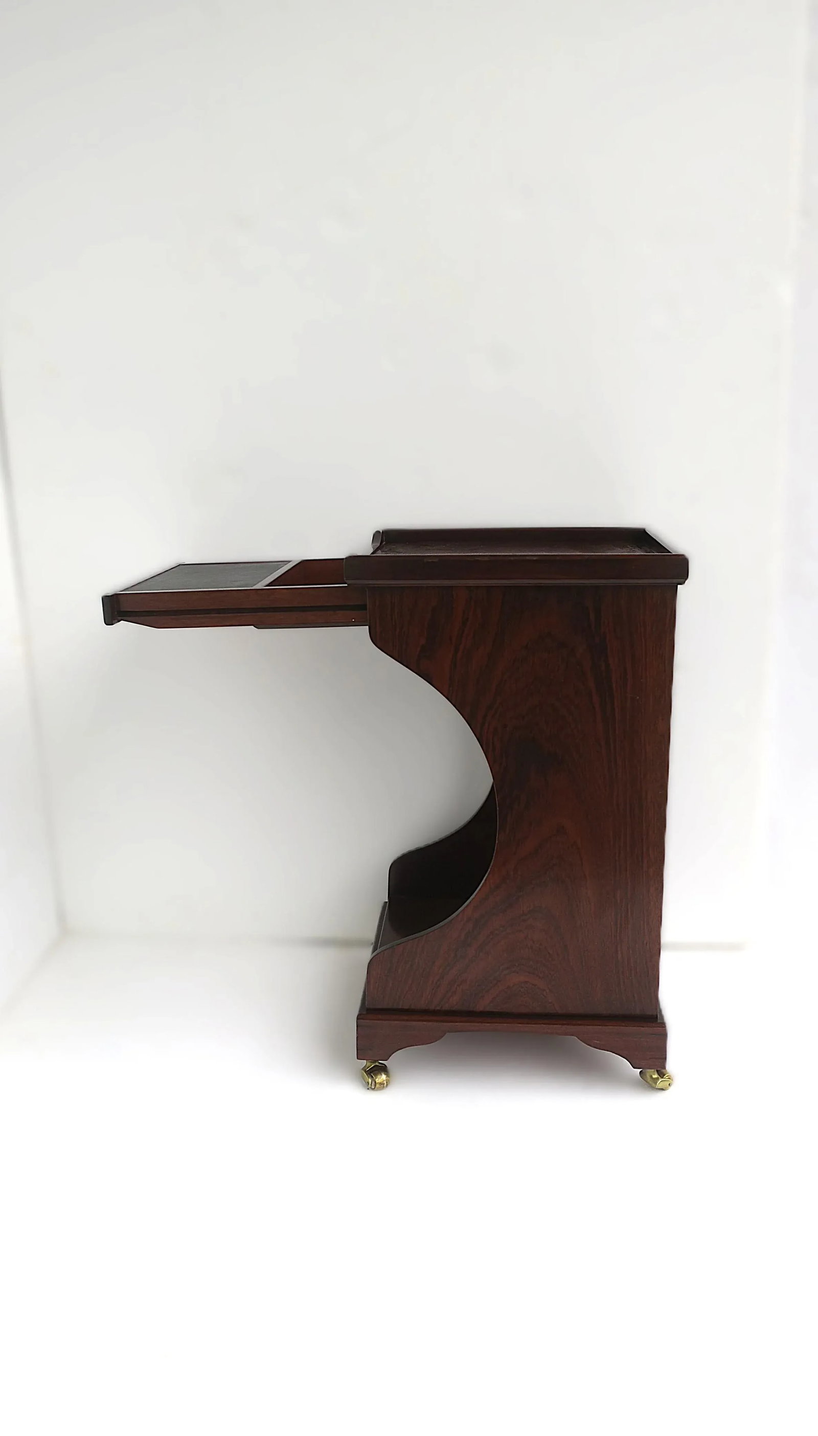 Telephone Table Mahogany Wood Leather, Two Avail. - 9