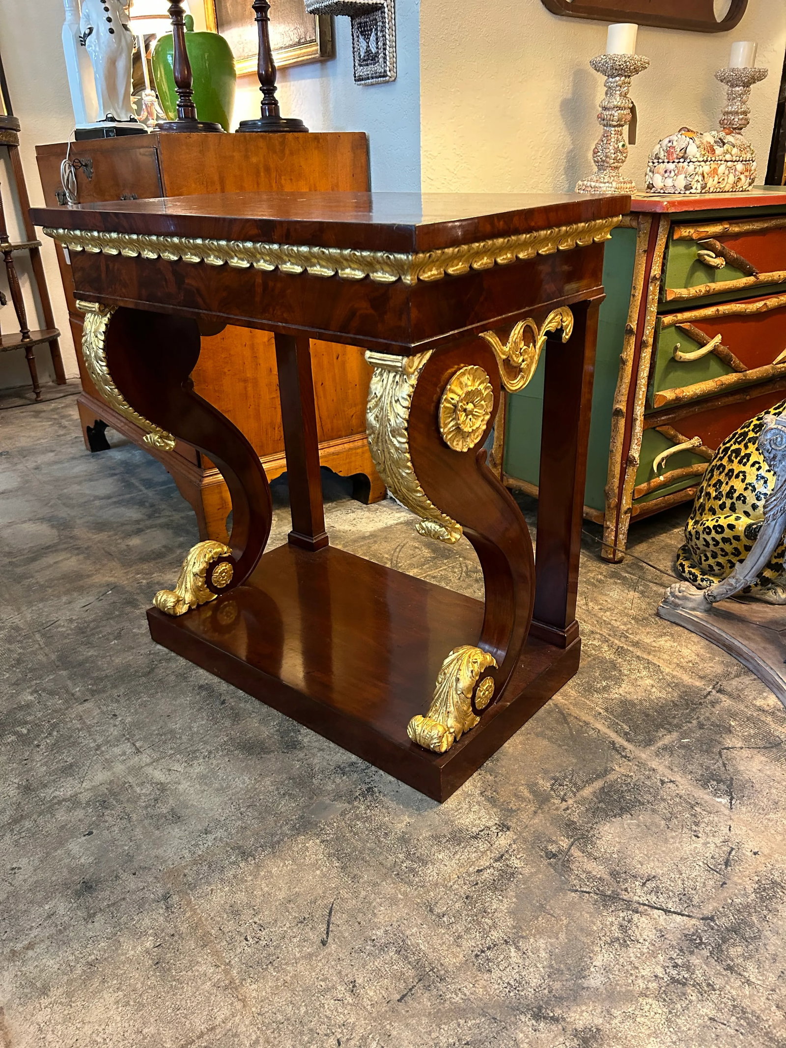 Antique English Regency Parcel Gilt Console Table - 2