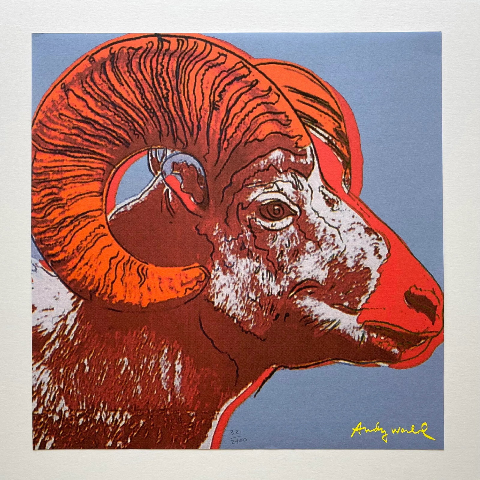 Andy Warhol Vintage 1986 Limited Edition Endangered Species Large Fine Art Lithograph Print " Bighor - 2