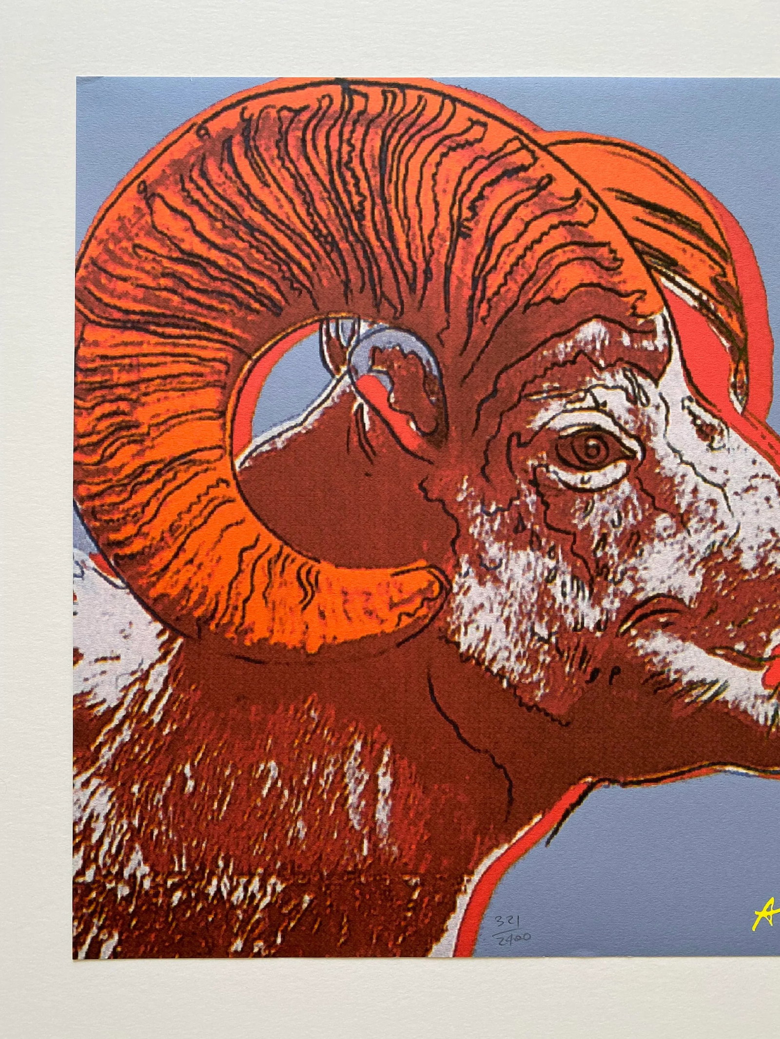 Andy Warhol Vintage 1986 Limited Edition Endangered Species Large Fine Art Lithograph Print " Bighor - 4