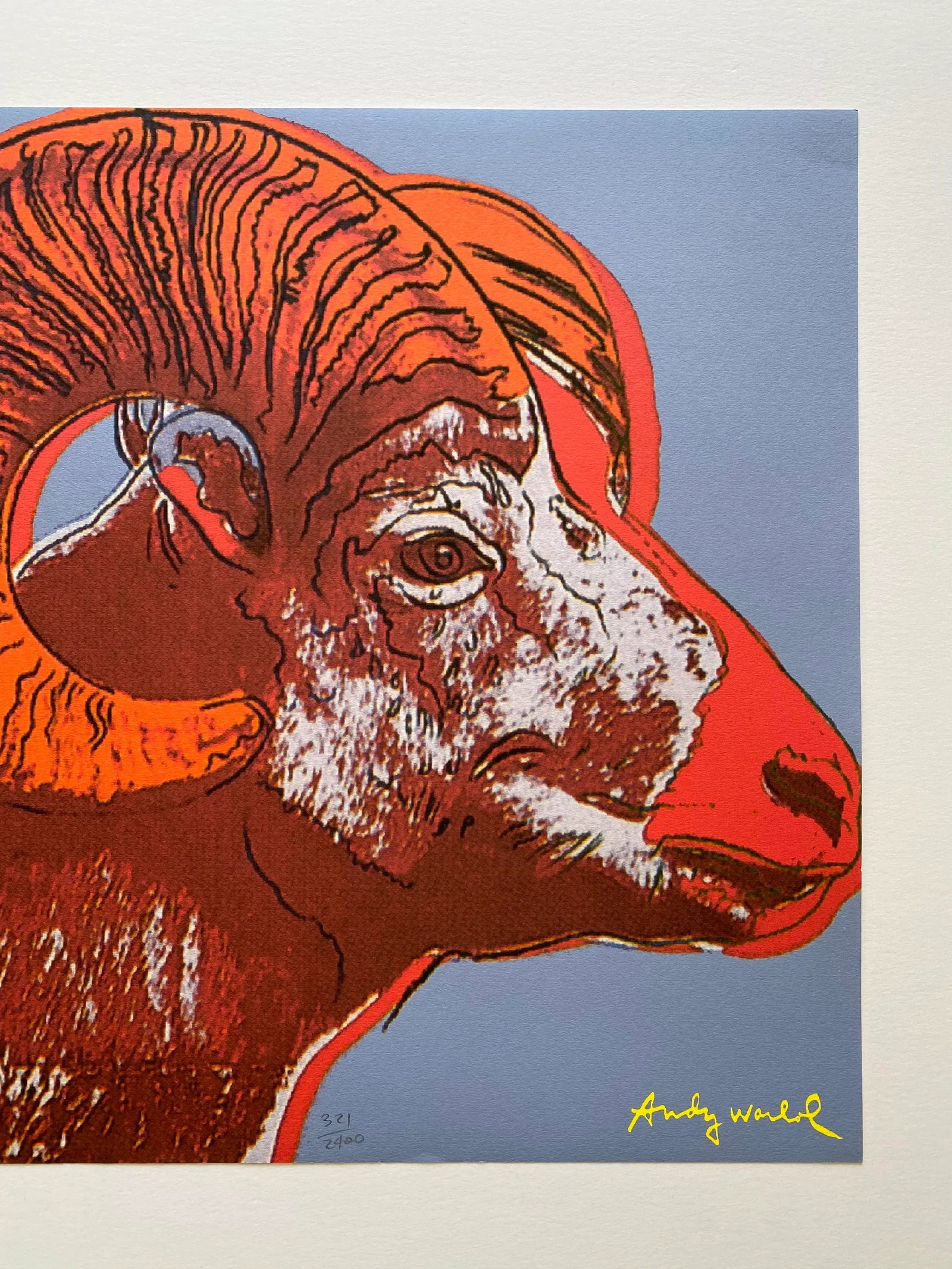 Andy Warhol Vintage 1986 Limited Edition Endangered Species Large Fine Art Lithograph Print " Bighor - 5