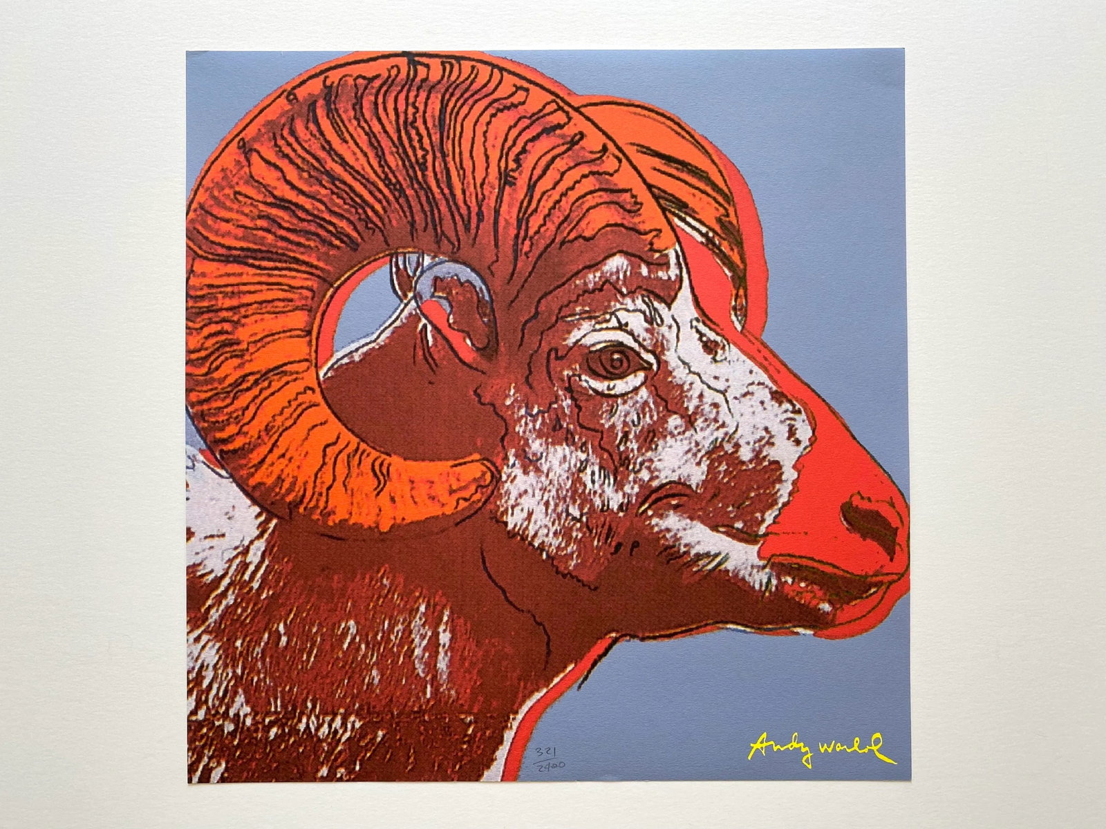 Andy Warhol Vintage 1986 Limited Edition Endangered Species Large Fine Art Lithograph Print " Bighor - 8