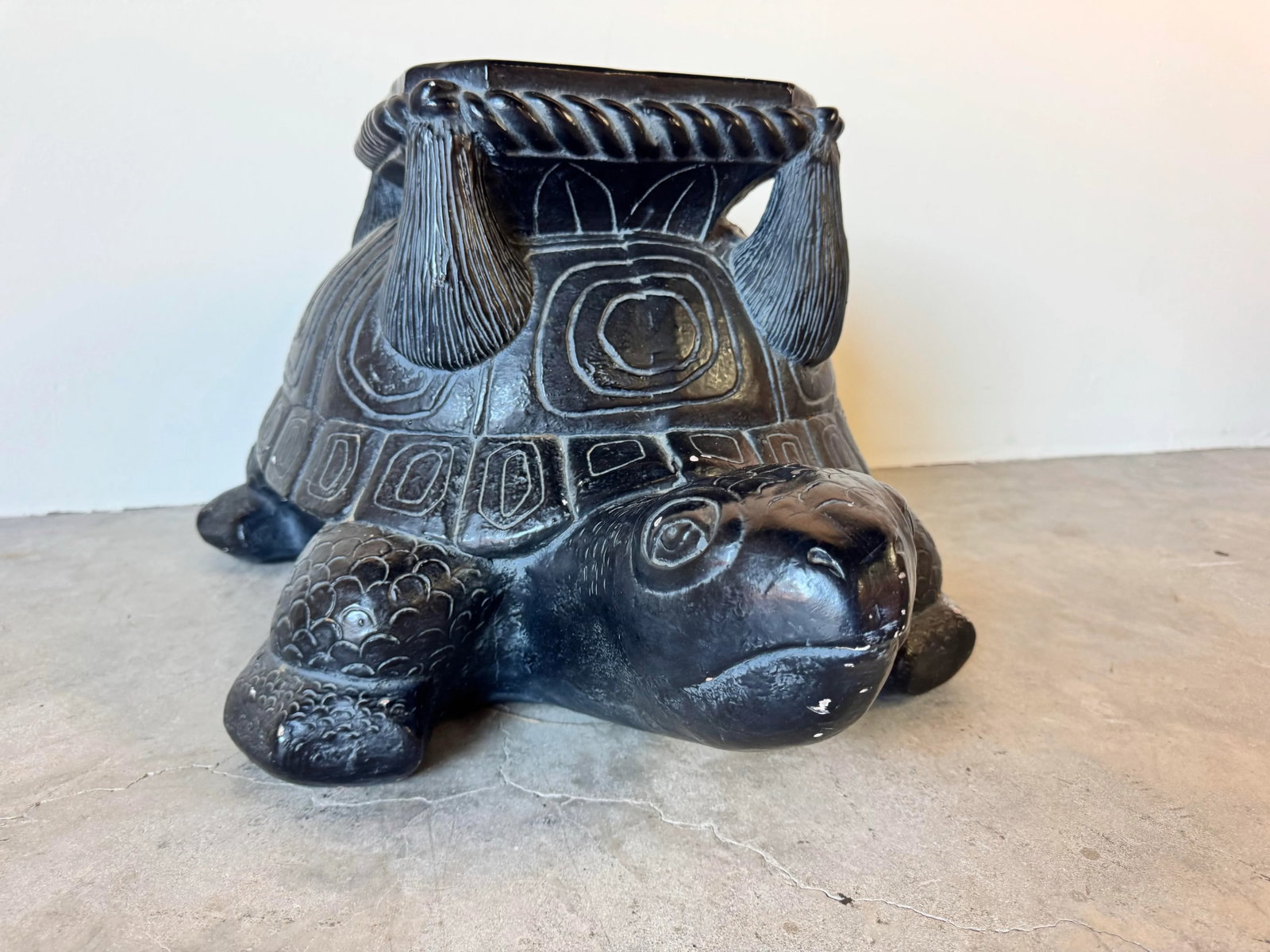 Hollywood Regency Pottery Turtle Indoor Plant Stand - 3