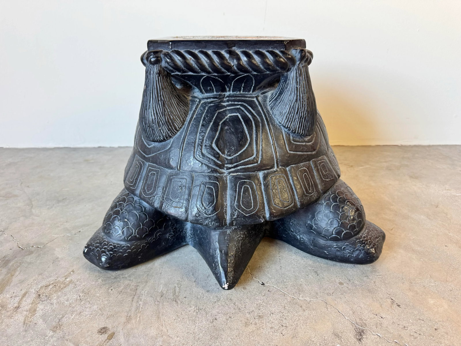 Hollywood Regency Pottery Turtle Indoor Plant Stand - 4