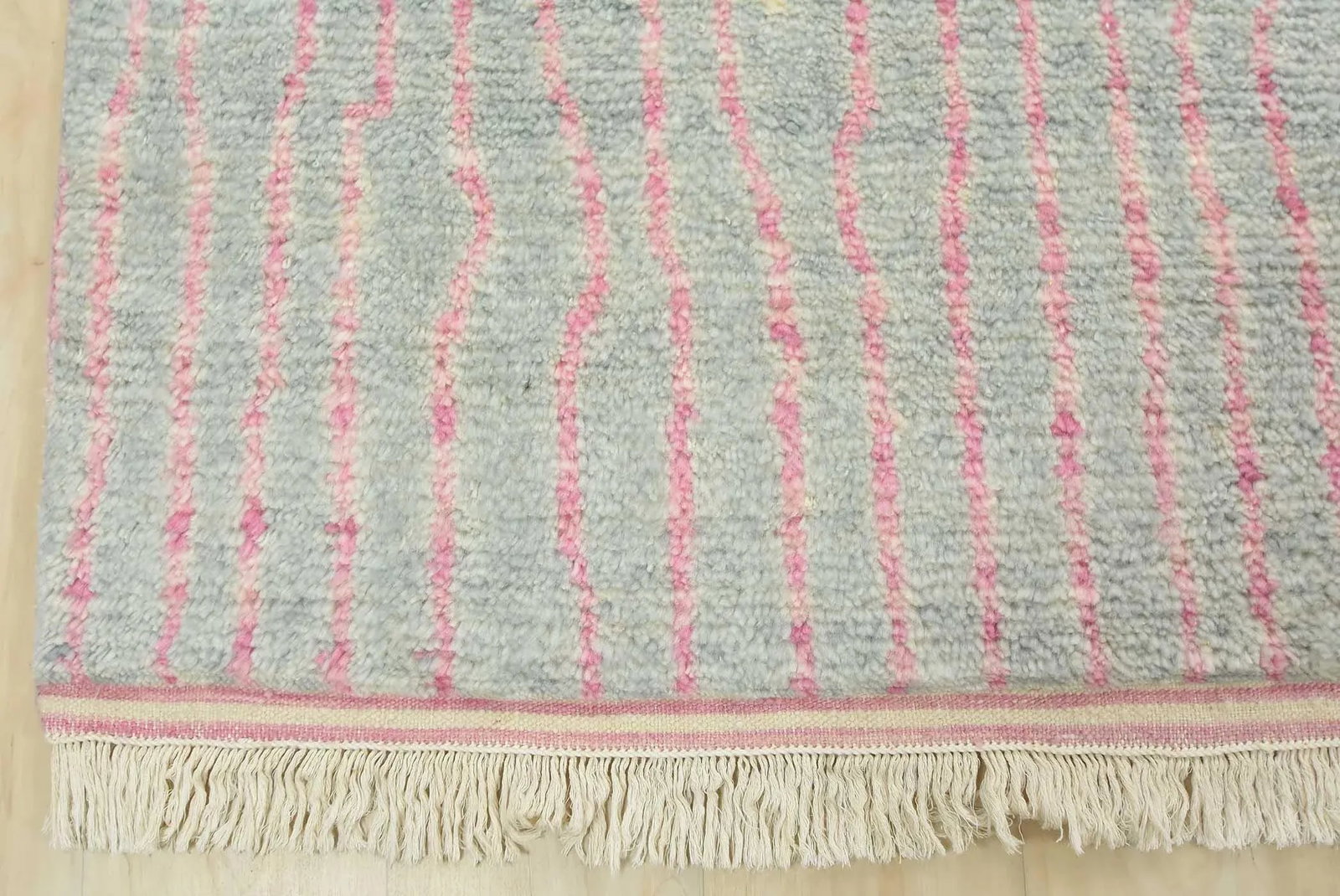 Moroccan Rug 9'1'' X 11'11'' Ivory Wool Contemporary Hand-Knotted Carpet - 9