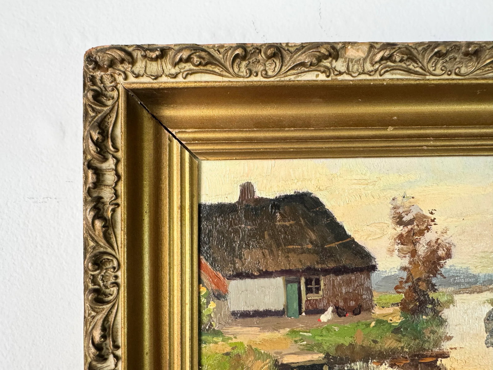 George Elmer Browne (1871-1946) Riverside Cottage Scene Oil Painting - 6