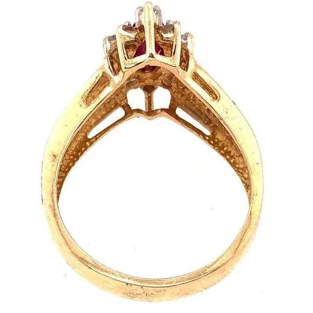 14 Karat Yellow and White Gold Ruby Ring With Diamond Accents 0.50 TDW, Size 7 - 4