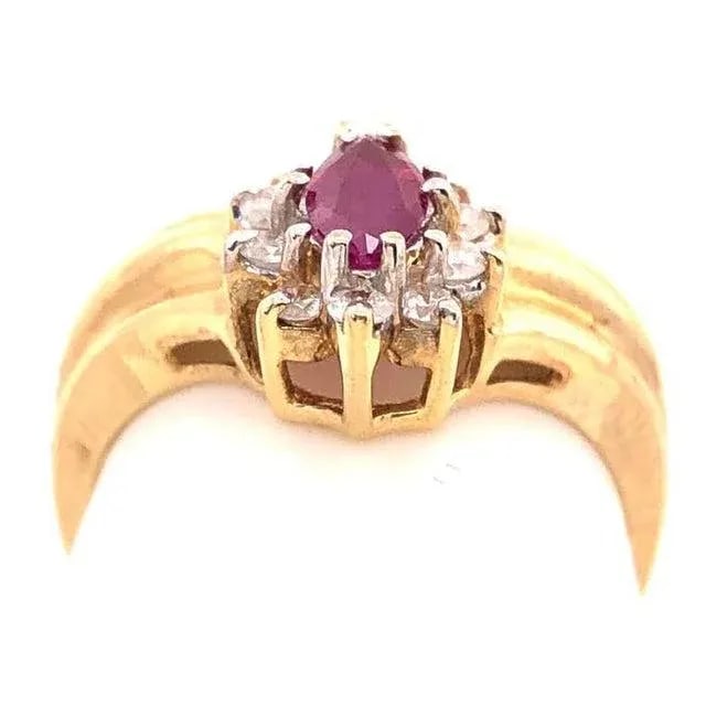 14 Karat Yellow and White Gold Ruby Ring With Diamond Accents 0.50 TDW, Size 7 - 6
