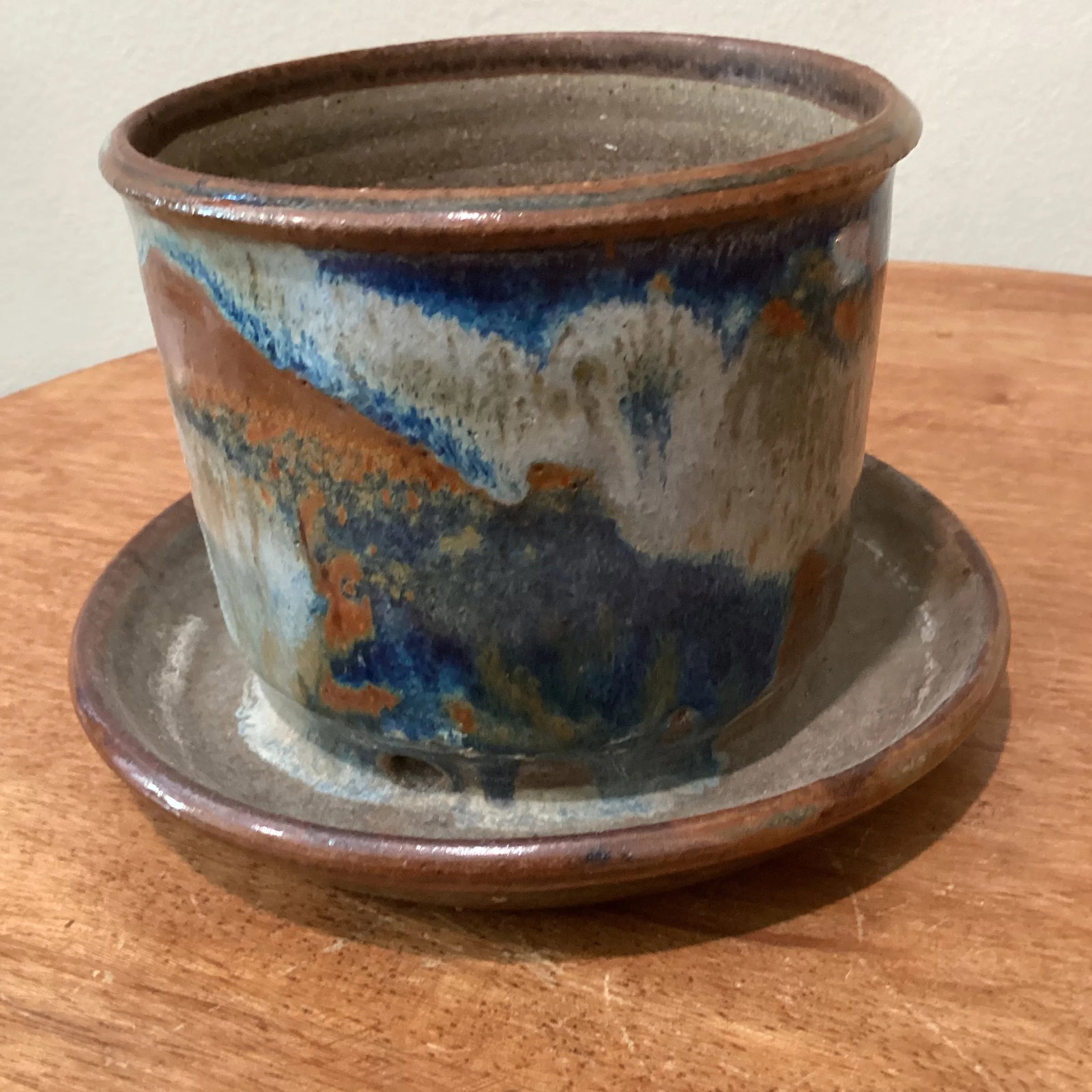 Mid 20th Century Original Ceramic Stoneware Glazed Planter Pot by Cecil Strawn - 2