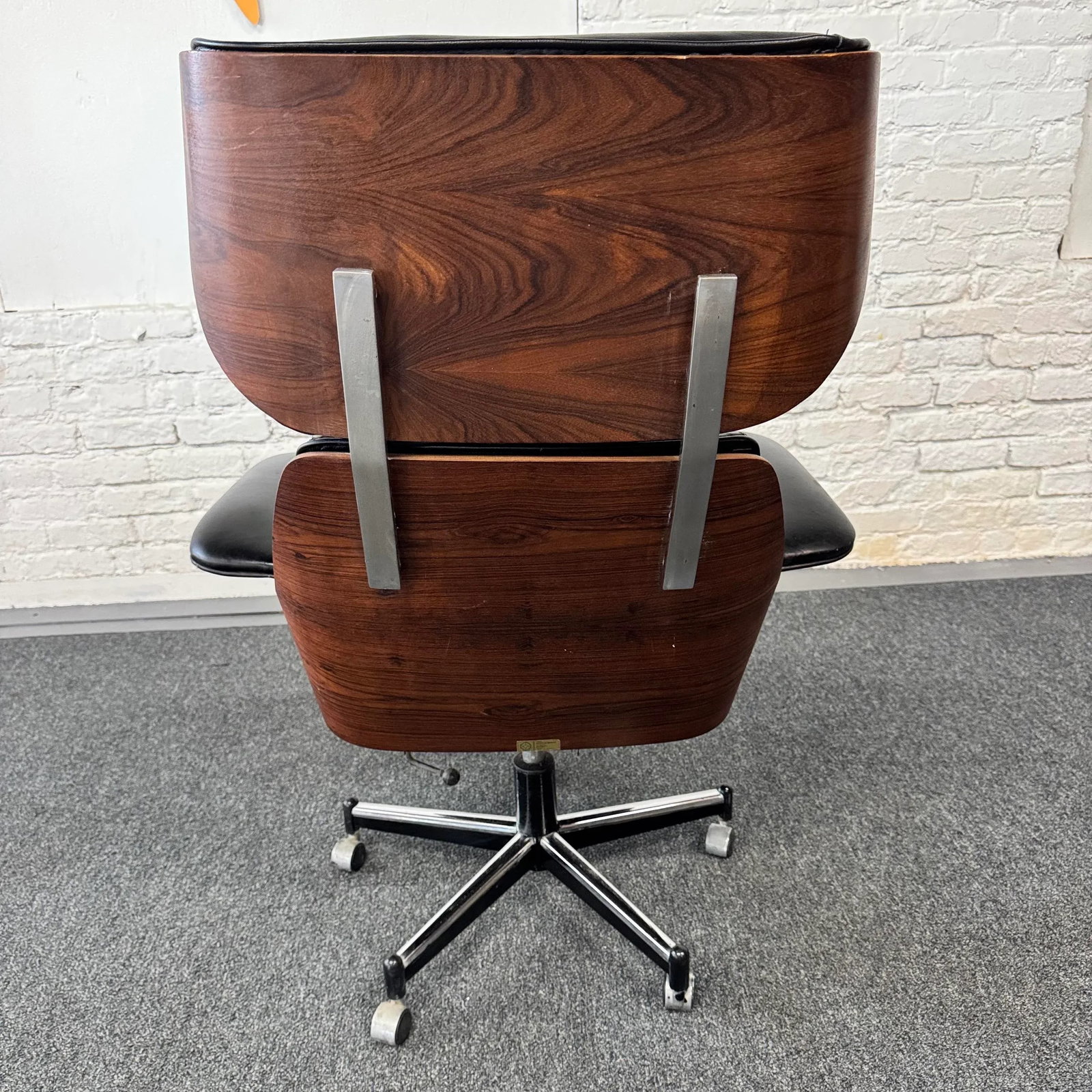 70s Leather & Rosewood Probjeto Desk Chair by Carlo Fondaro - 4