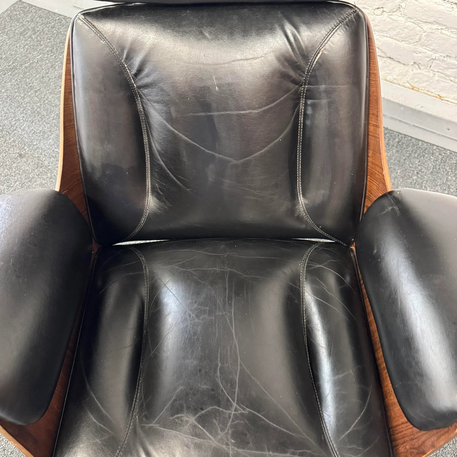 70s Leather & Rosewood Probjeto Desk Chair by Carlo Fondaro - 5