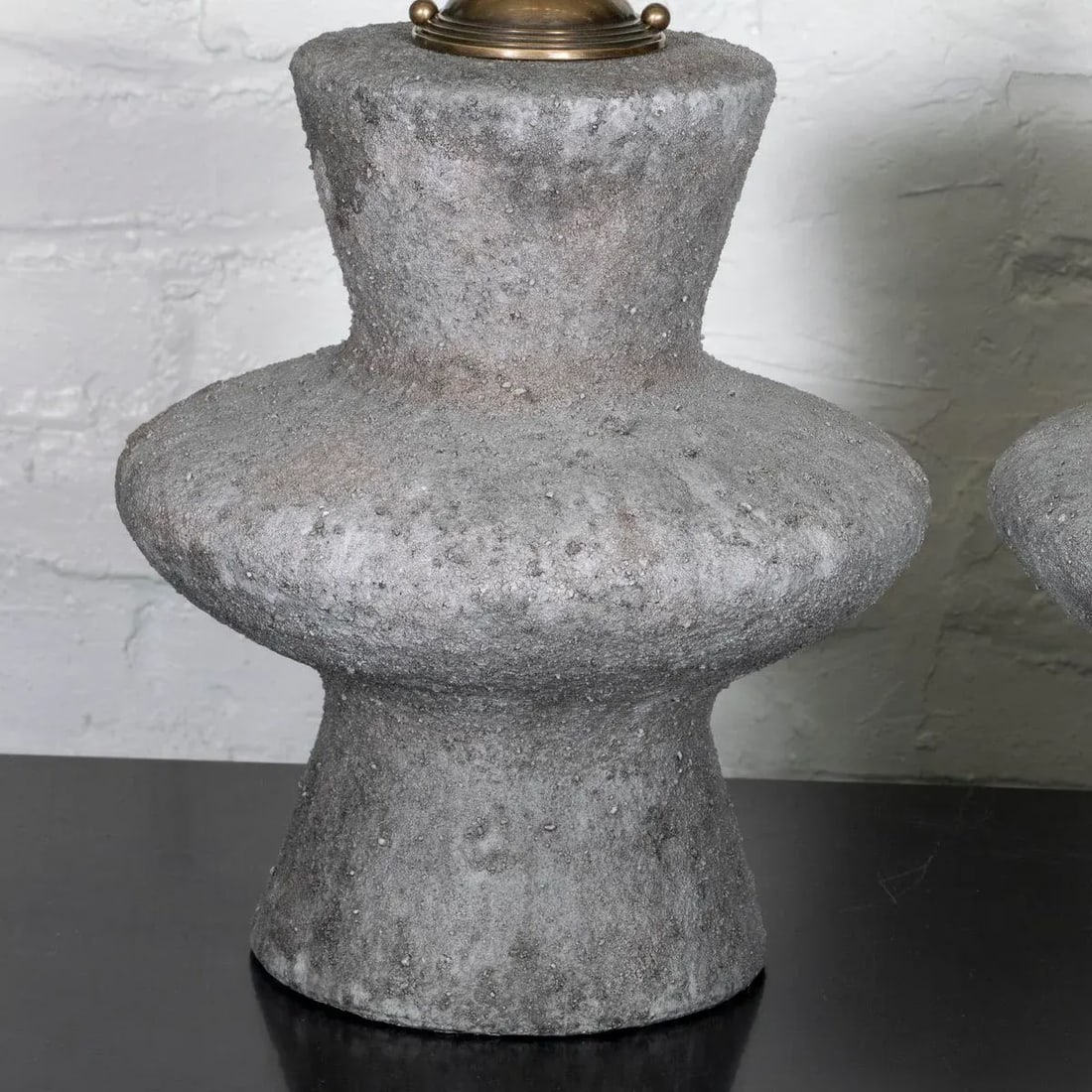 Pair of Gray Ceramic Table Lamps - 2