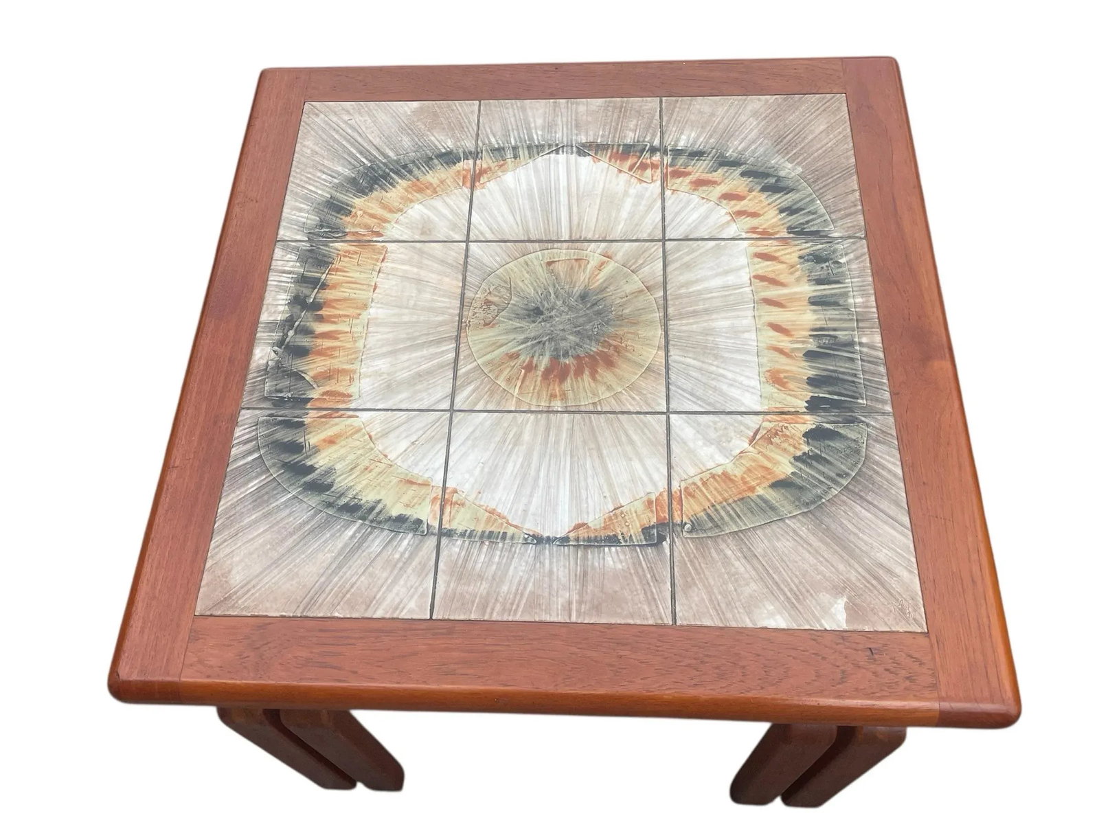 1970s Danish Mid-Century Modern Floating Tile Top Teak Square Coffee Table - 5