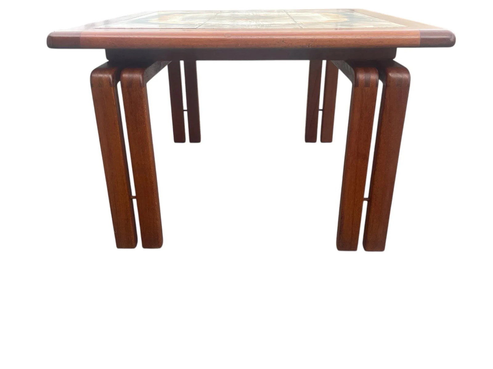 1970s Danish Mid-Century Modern Floating Tile Top Teak Square Coffee Table - 7