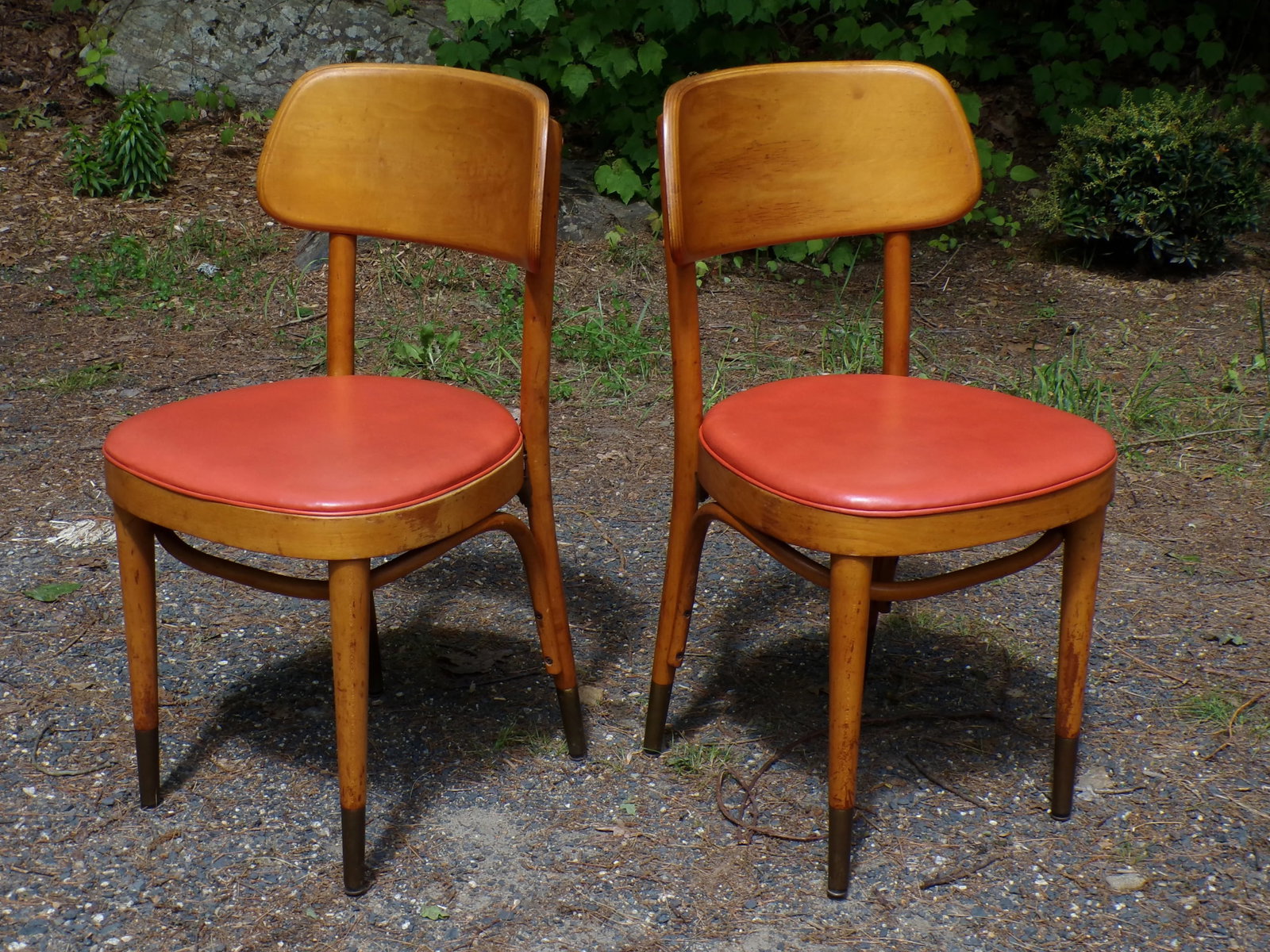 Vintage Pair Thonet Mid Century Modern Bentwood Bistro Chairs - 3