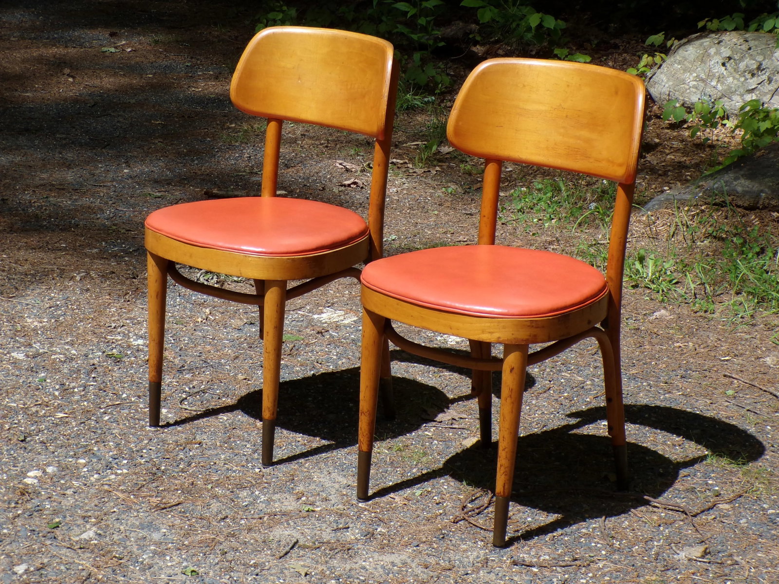 Vintage Pair Thonet Mid Century Modern Bentwood Bistro Chairs - 4