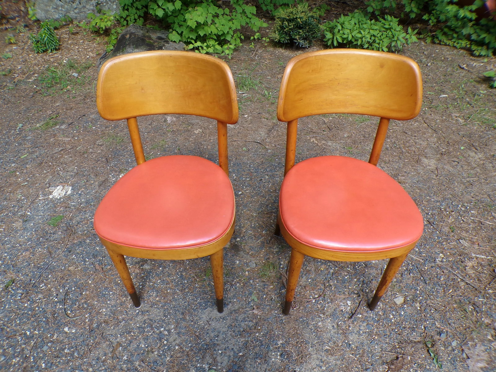 Vintage Pair Thonet Mid Century Modern Bentwood Bistro Chairs - 5
