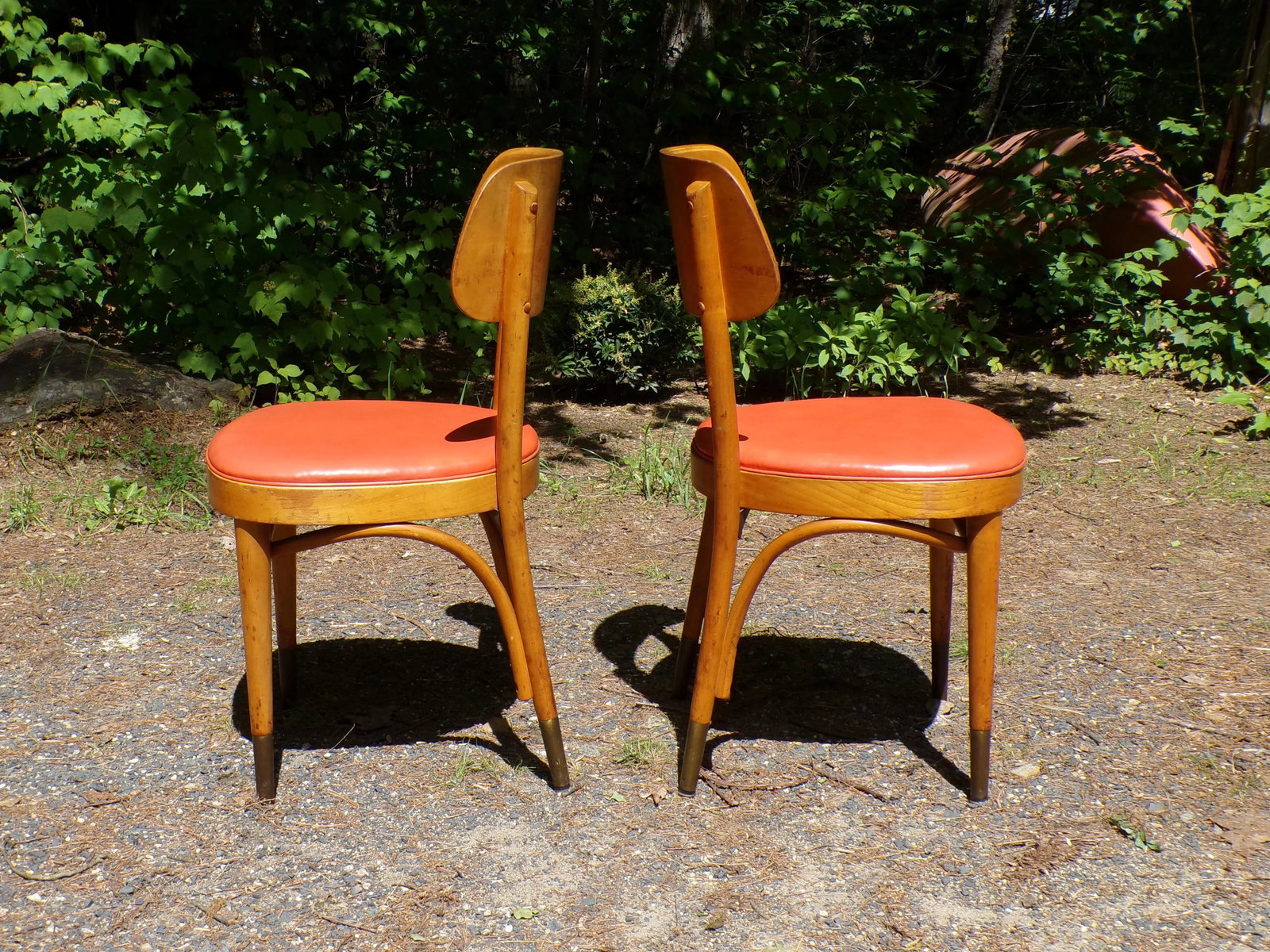 Vintage Pair Thonet Mid Century Modern Bentwood Bistro Chairs - 7