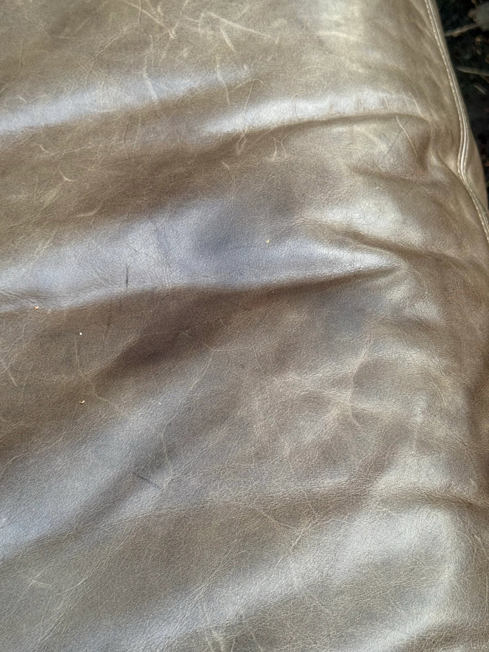 Restoration Hardware Distressed Taupe Leather Deep Seat Lounge Chair - 8