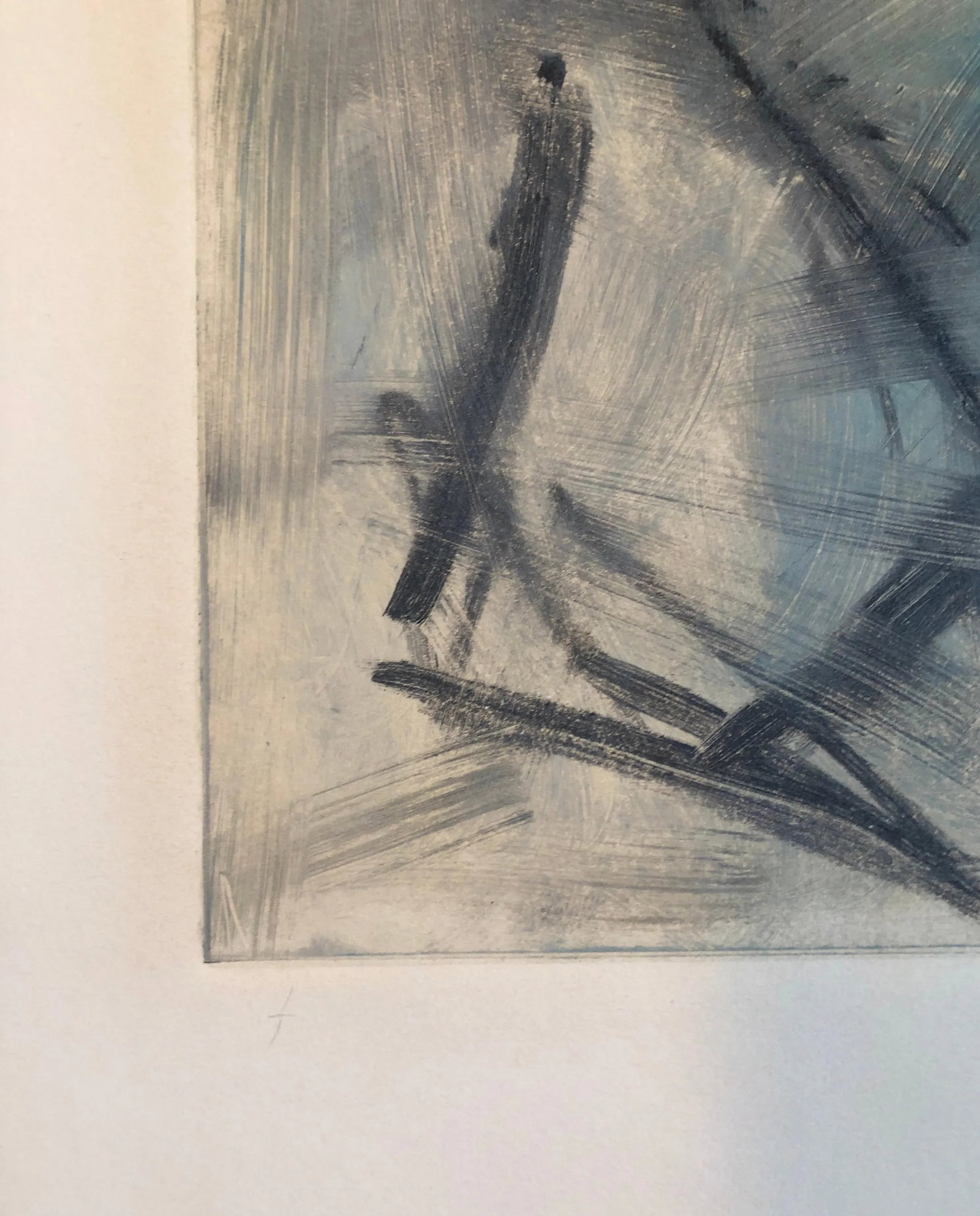 Pierre ObandoAbstract Expressionist Modernist Blue Grey Monoprint Monotype Painting Print, 1997 - 5