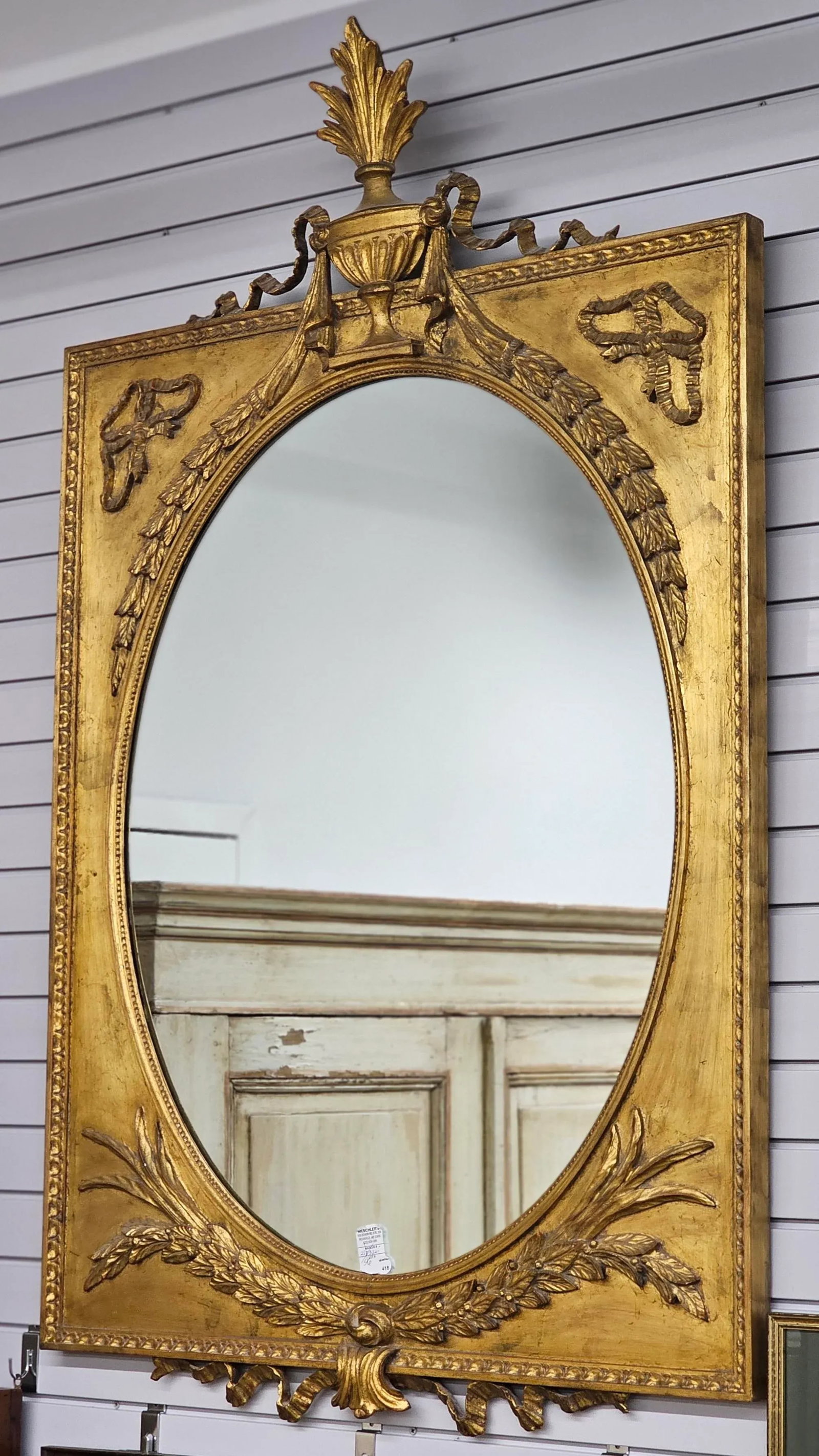 Mid 20th Century Louis XVI Style Carved and Ornate Giltwood Frame Mirror - 7
