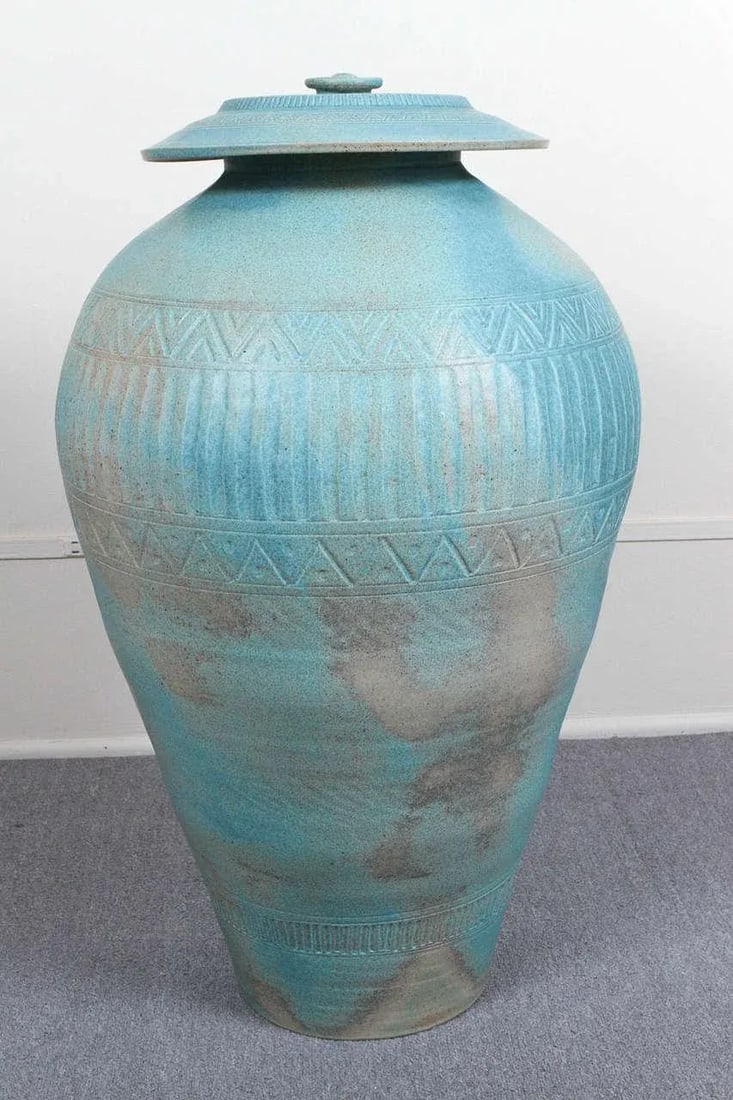 1980s Lidded Amphora Style Ceramic Vessel, Custom for Steve Chase - 2
