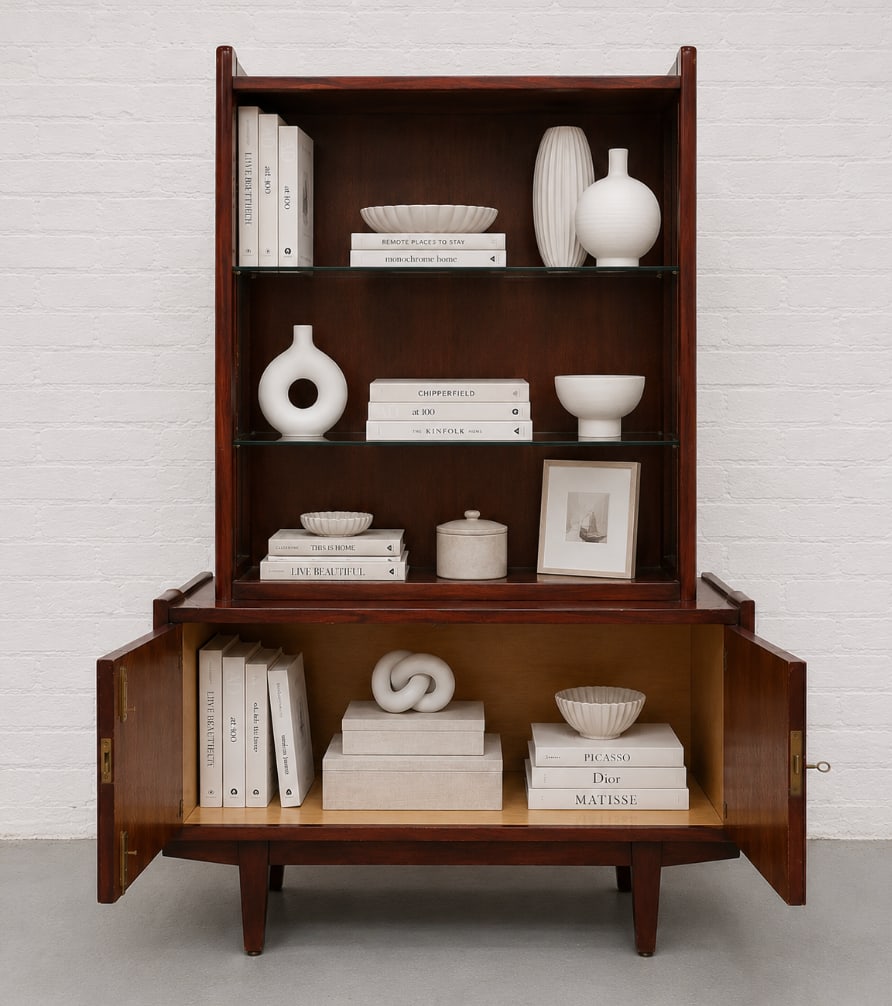 Mid Century Modern China Cabinet / Bookcase by Rajmund Halas for Jarocinska, Made in Poland, C. 1960 - 4