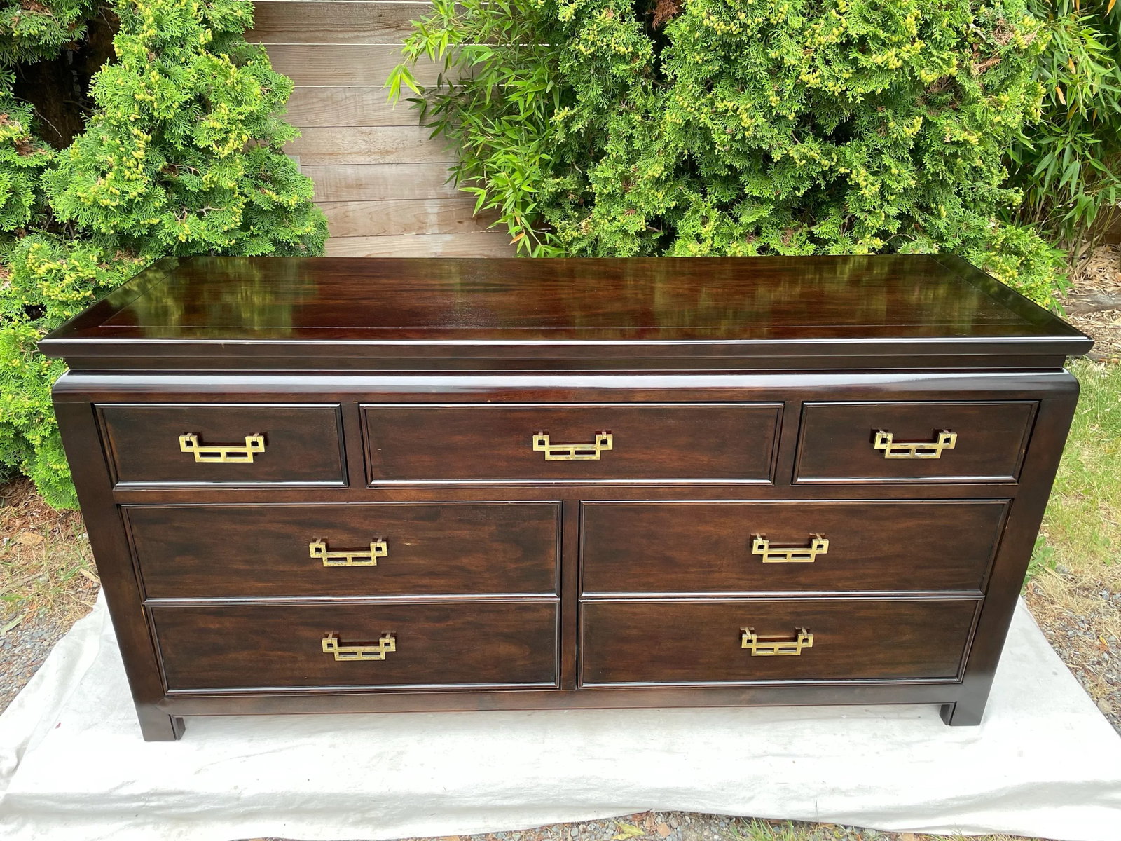 Hollywood Regency Dresser Ebony FInish W/ Brass Handles - 2