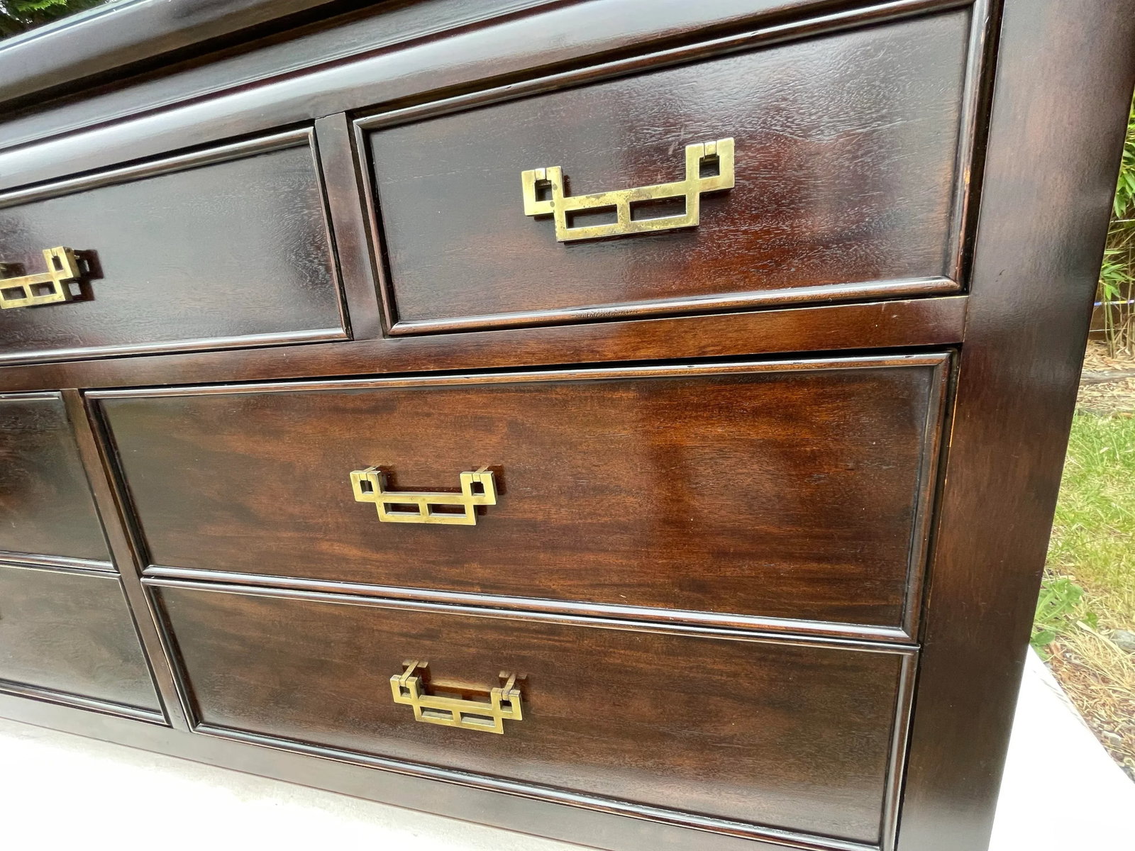 Hollywood Regency Dresser Ebony FInish W/ Brass Handles - 7