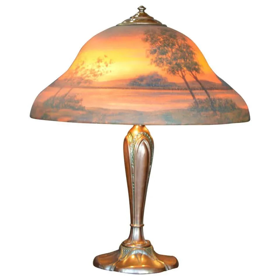 1920s Classique Sunset Landscape Table Lamp - 2
