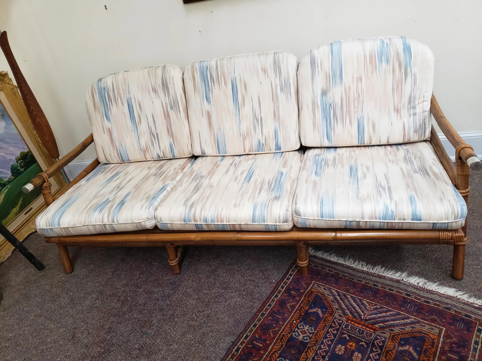 1950s Vintage John Wisner Ficks Reed Co. Far Horizon Rattan Sofa - 2