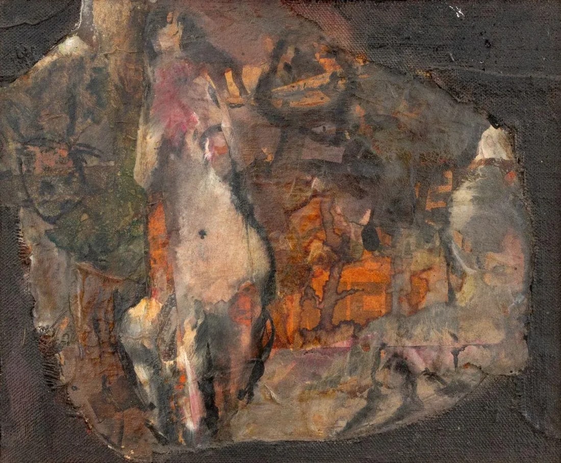 Elfi Schuselka Abstract Figural Mix Media Collage - 2