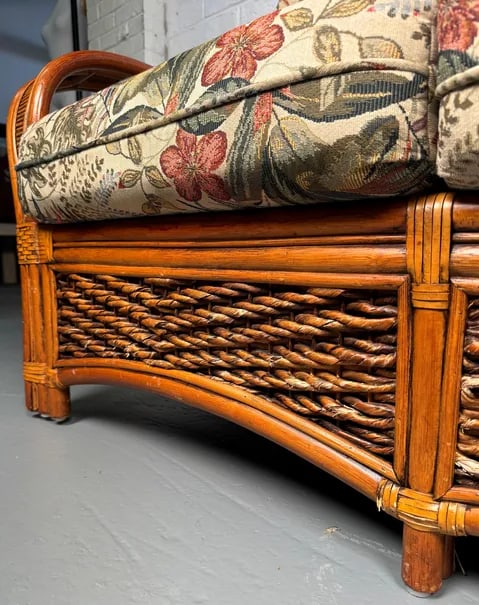 Mid 20th Century Three Seat Rattan Sofa by Palm Springs - 7