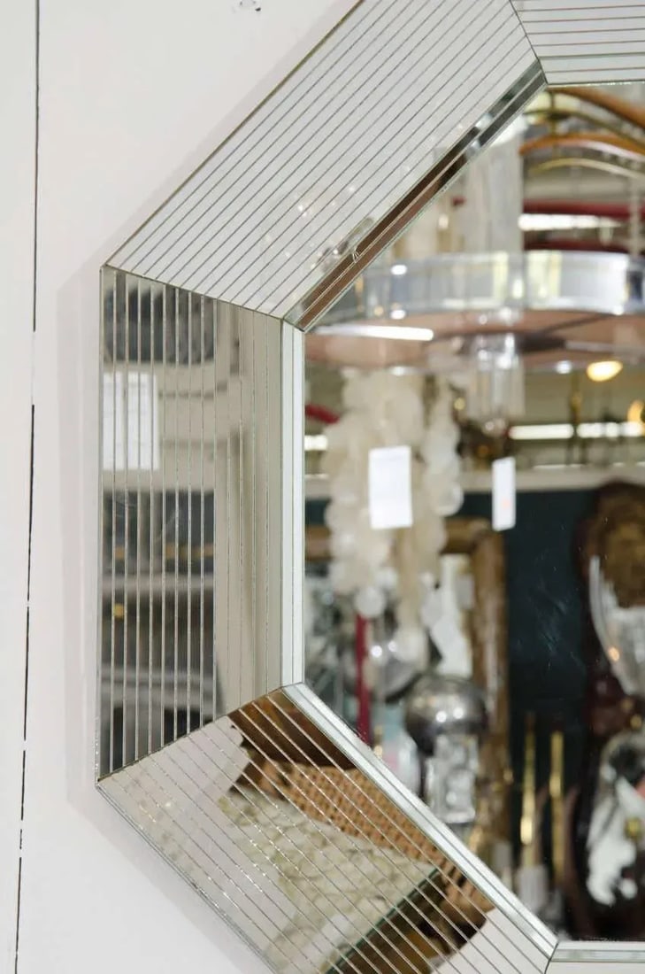 Modern Octagonal Wall Mirror in the Style of Karl Springer, ca. 1970s - 4