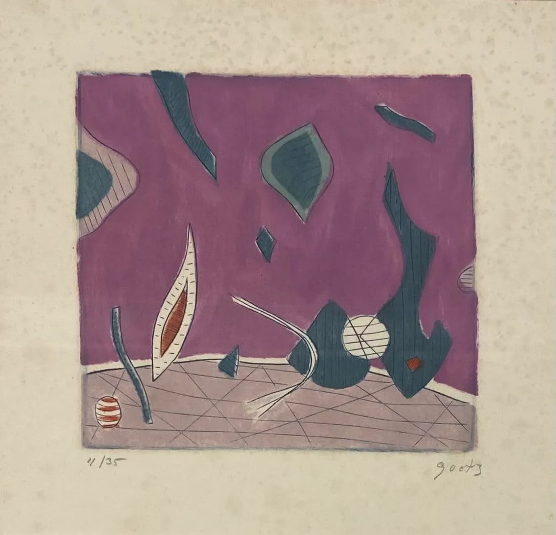 Henri Goetz Abstract Composition Signed Lithograph Circa 1960s - 2