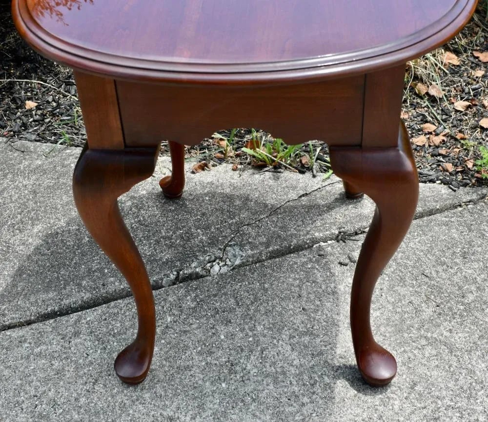 Vintage Nob Creek Oval CherryWood Queen Anne Style Table W/Drawer - 11