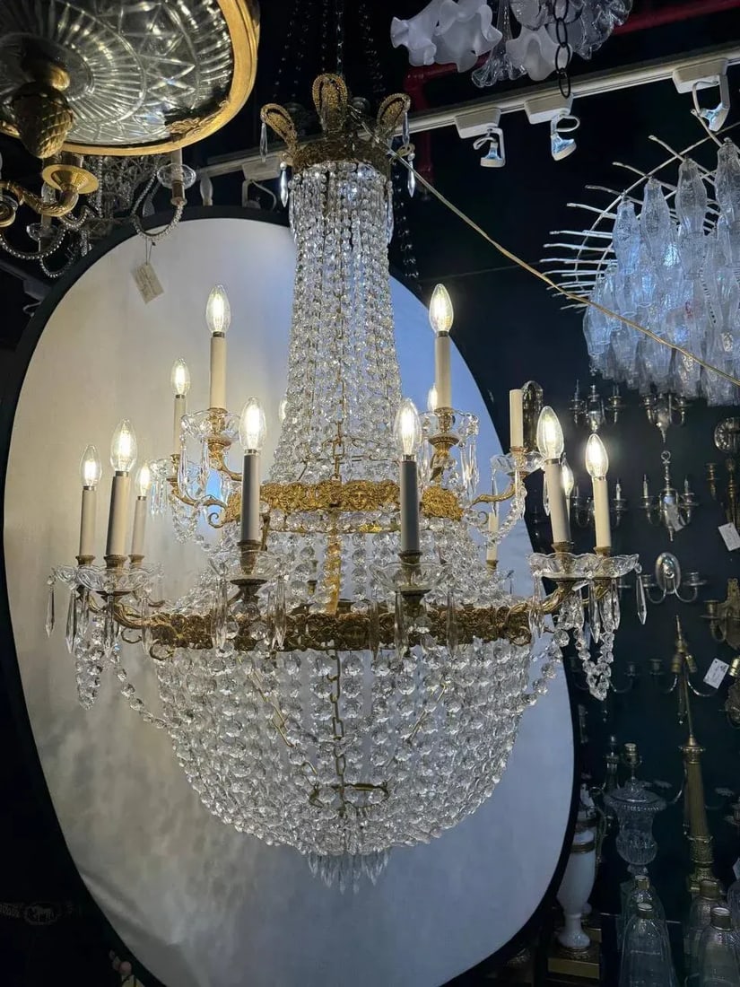 1950 French Empire Chandelier 18 Lights Two Tiers - 2