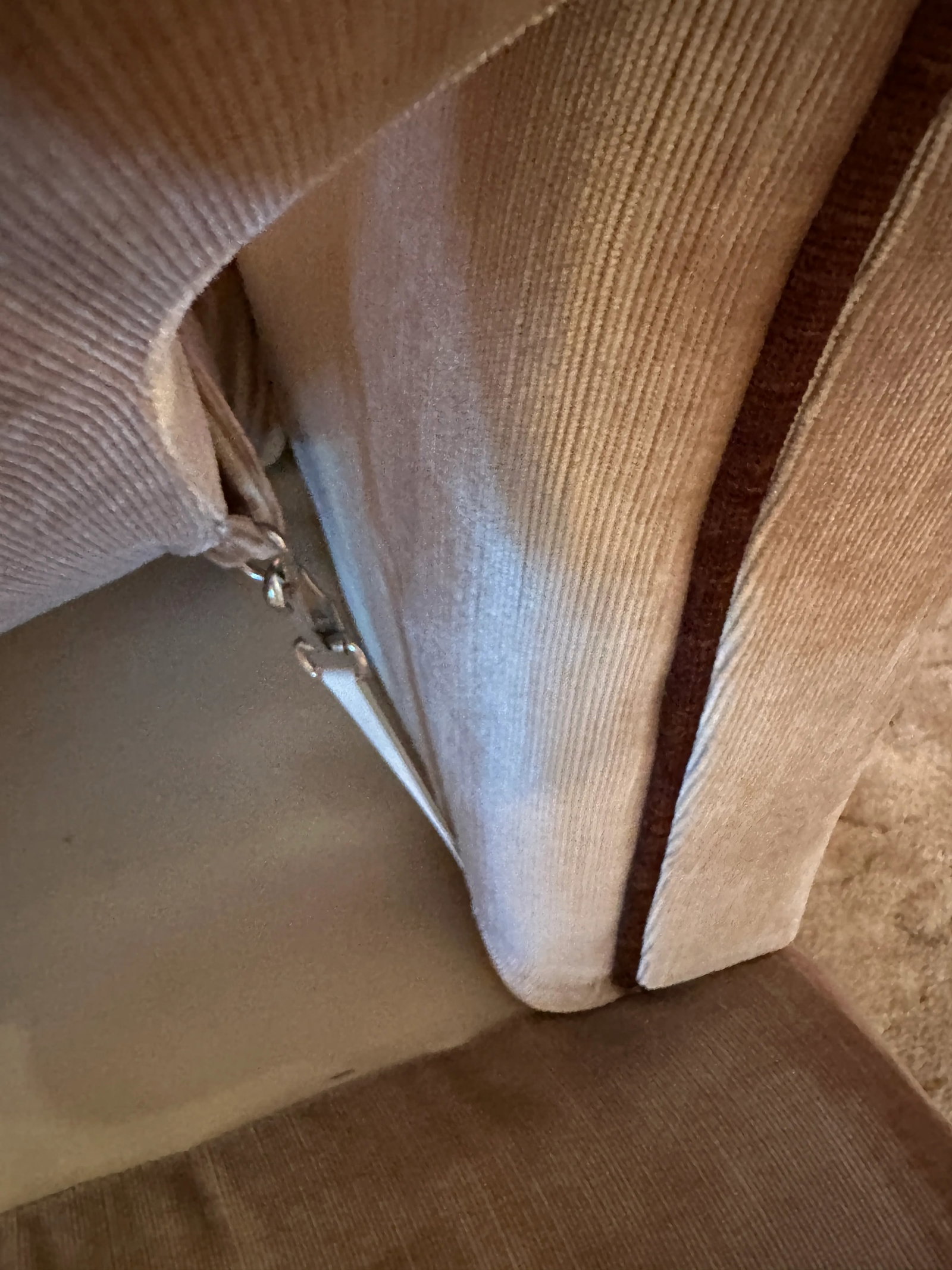 Vintage 1970s DeVille Gold & Brown Tufted Velvet Sofa With Wooden Block Legs - 5