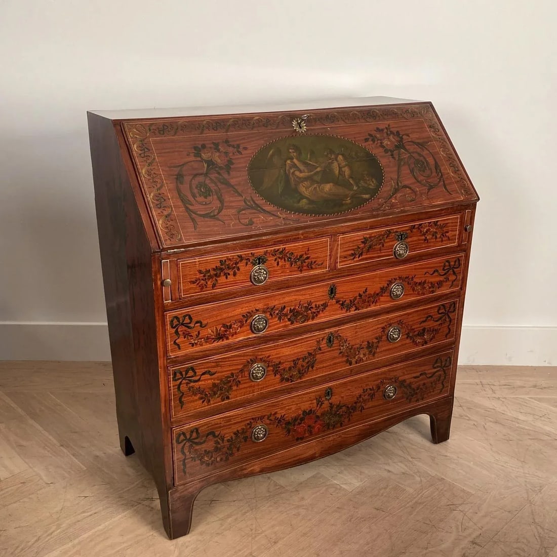 Georgian Fancy Painted Slant Front Desk, England Circa Early 19th Century - 3