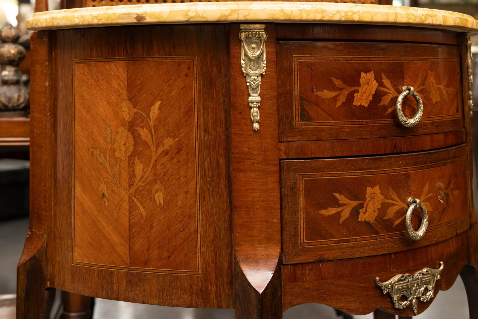 Diminutive Louis XV Style Demilune Commode With Marble Top - 4