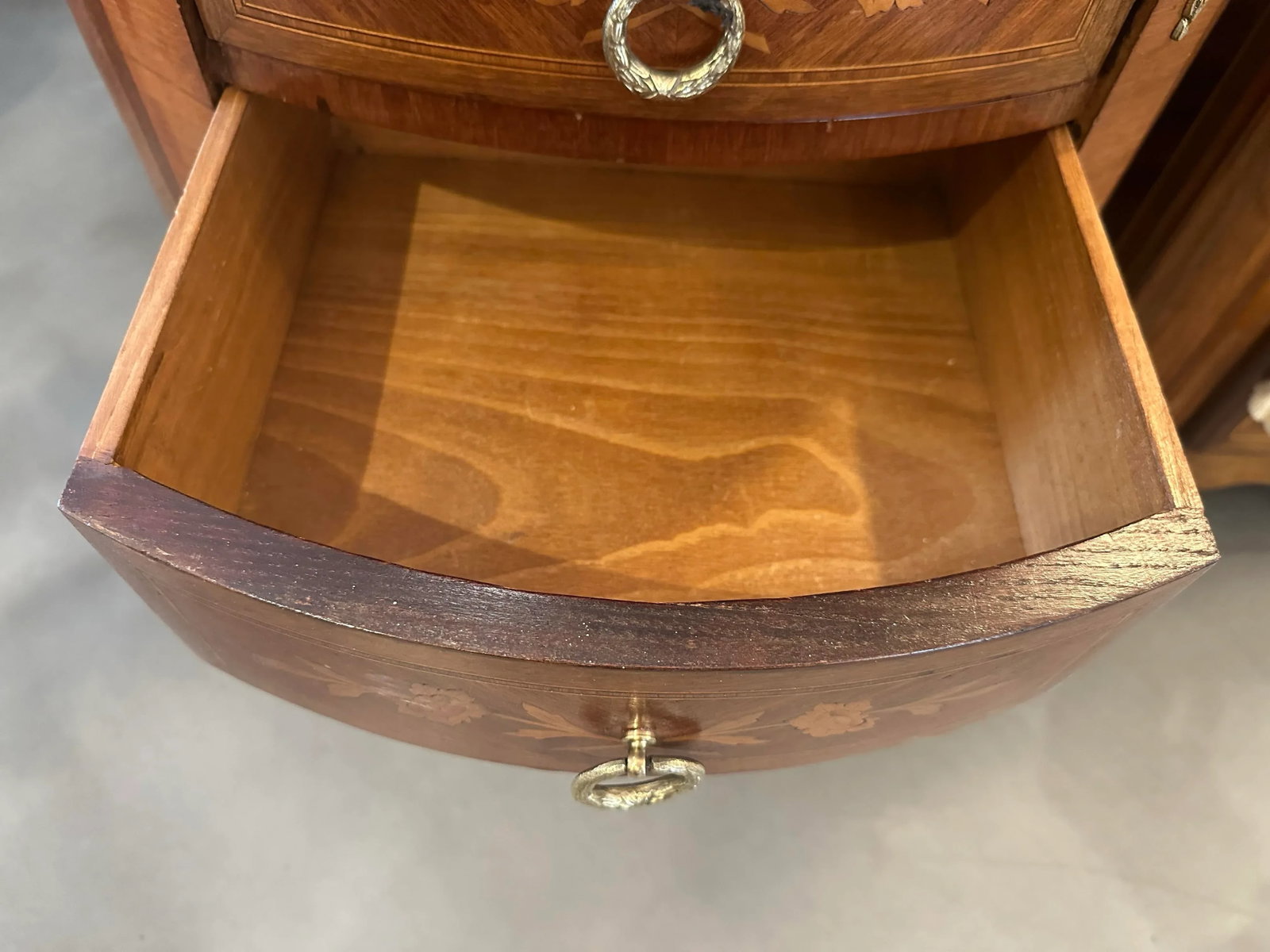 Diminutive Louis XV Style Demilune Commode With Marble Top - 8