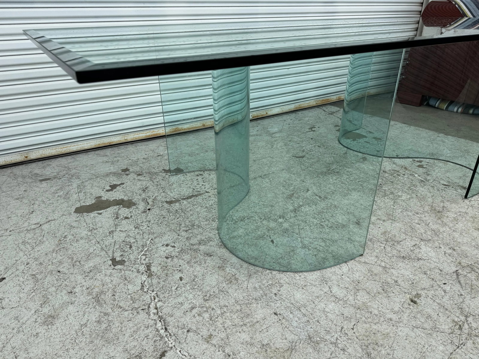 Fiam Italia Style Glass Dining/Conference Table W/ 2 Wave-Shaped Glass Bases - 4