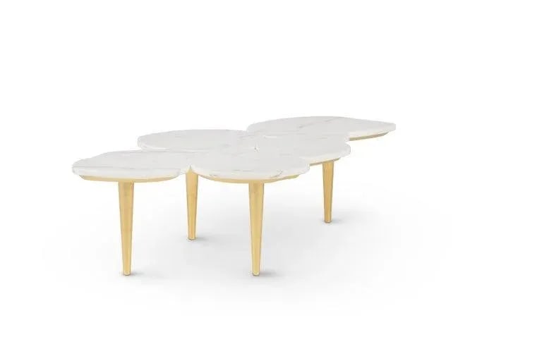 MCM Rare Rute Martins Infinity Coffee Table Calcutta Marble Gold Leaf by Greenapple - 6