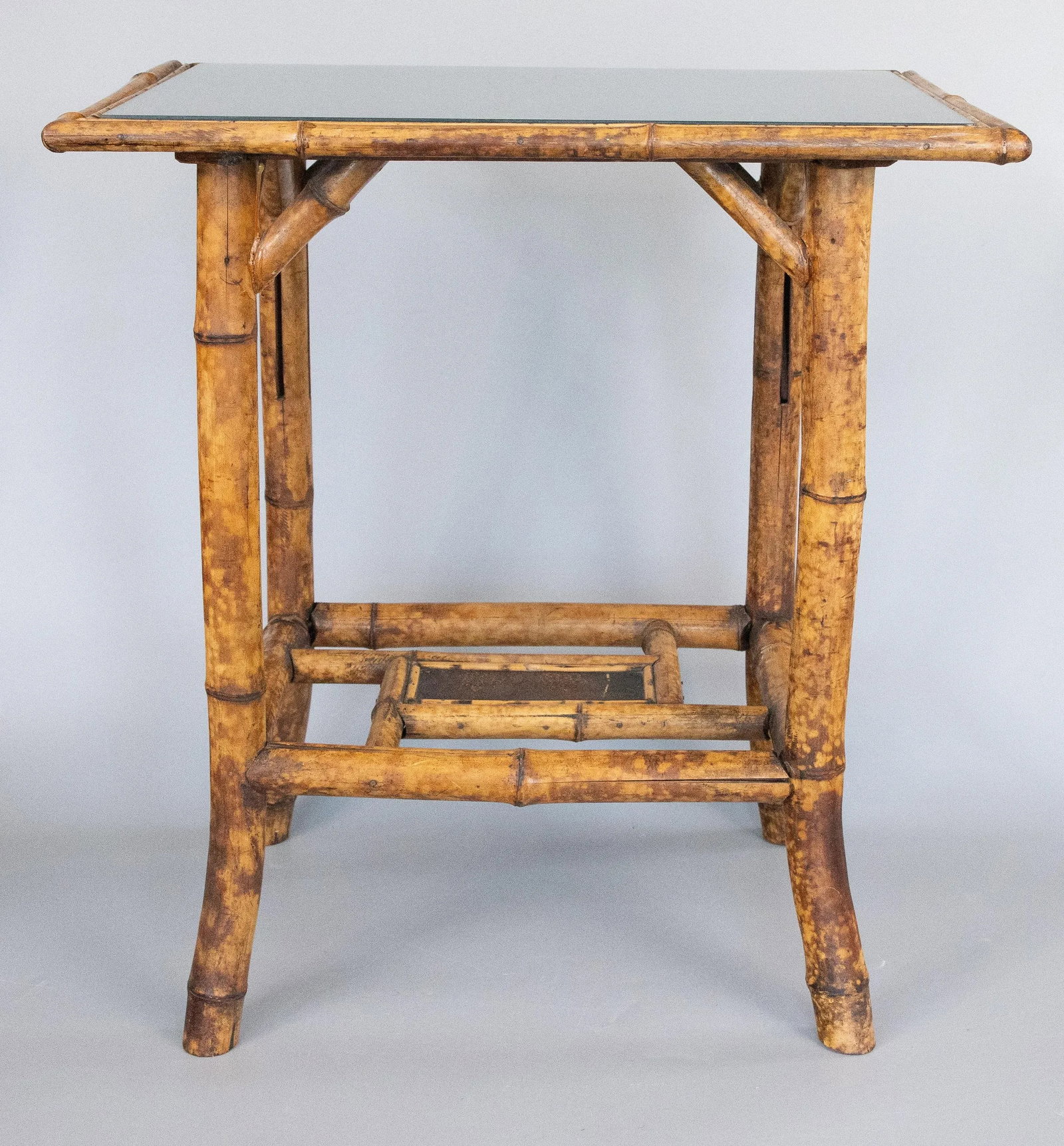 Antique English Bamboo Side Table With Custom Glass Top - 4