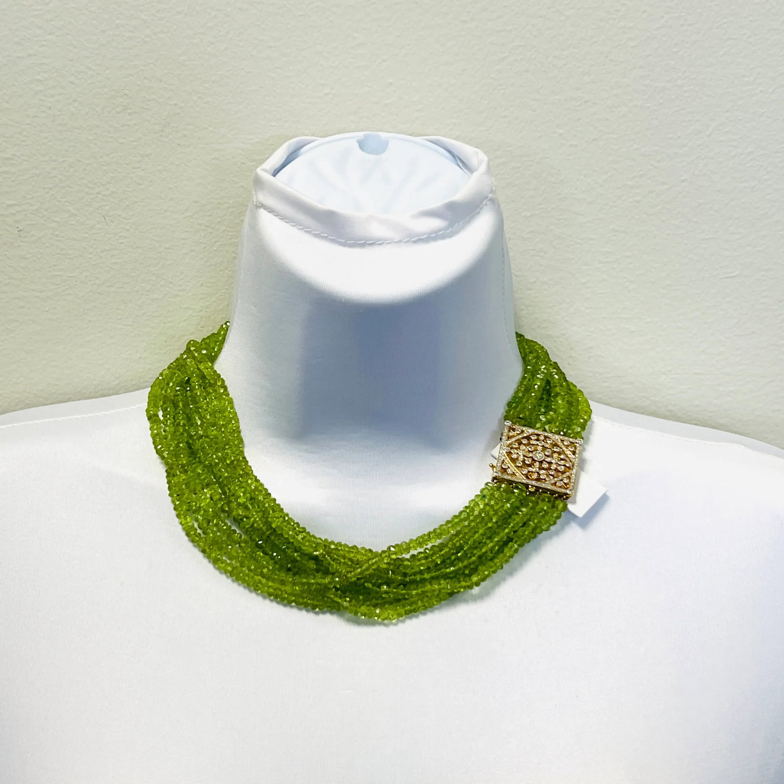 Peridot and Diamond Multi-Strand Necklace in 14k Yellow Gold - 2