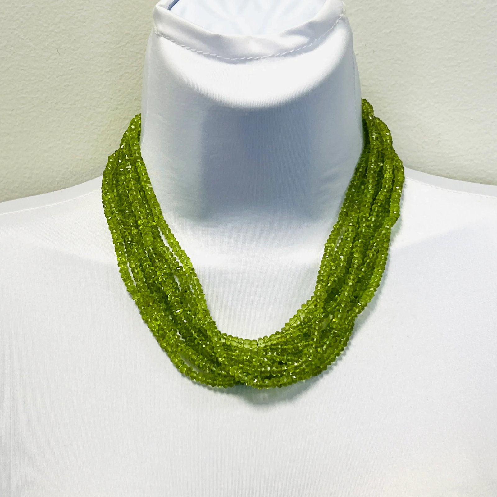 Peridot and Diamond Multi-Strand Necklace in 14k Yellow Gold - 3