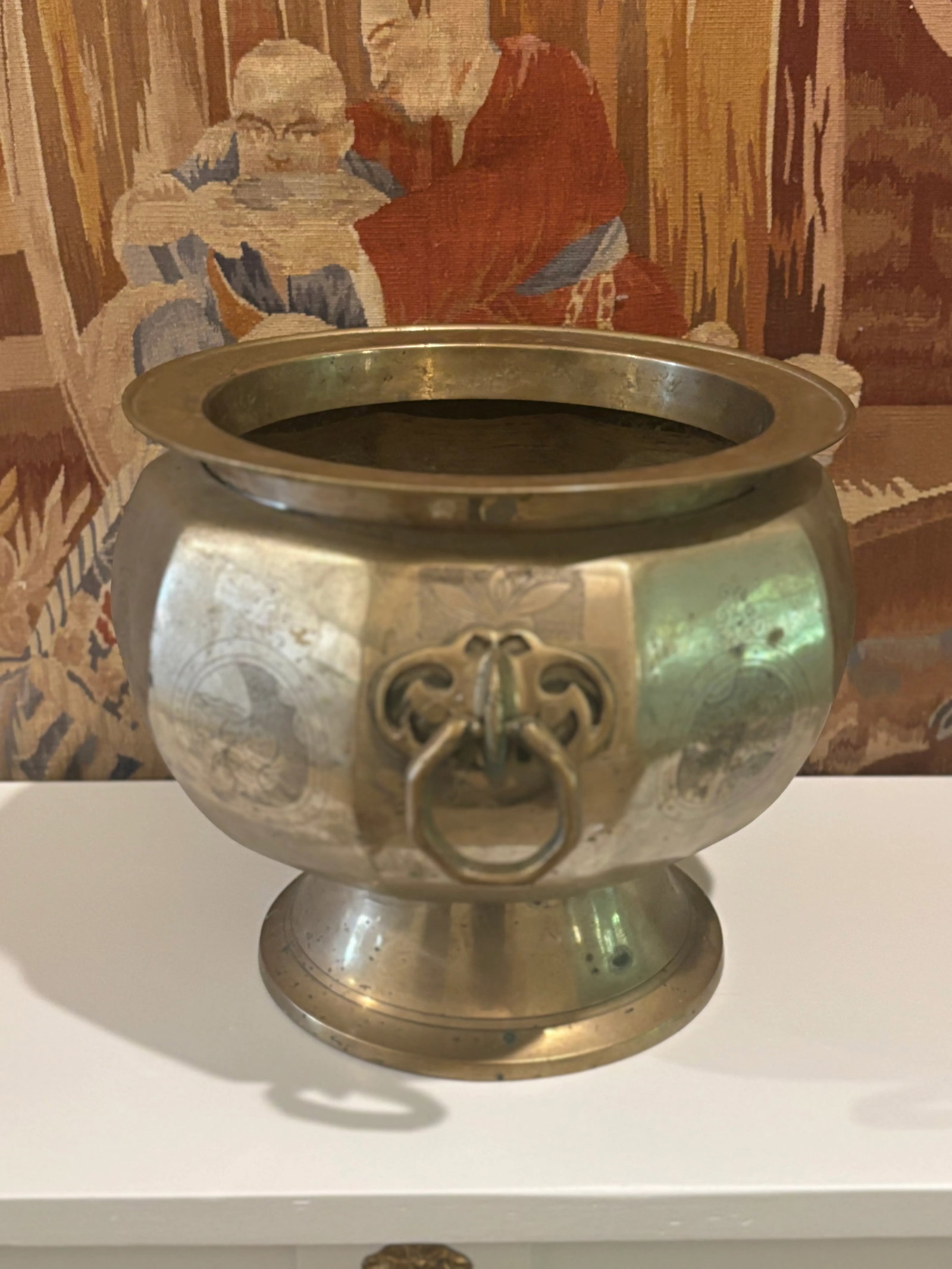 Antique 19th Century Chinese Brass Two-Handled Jardiniere - #1 of 2 Available - 4